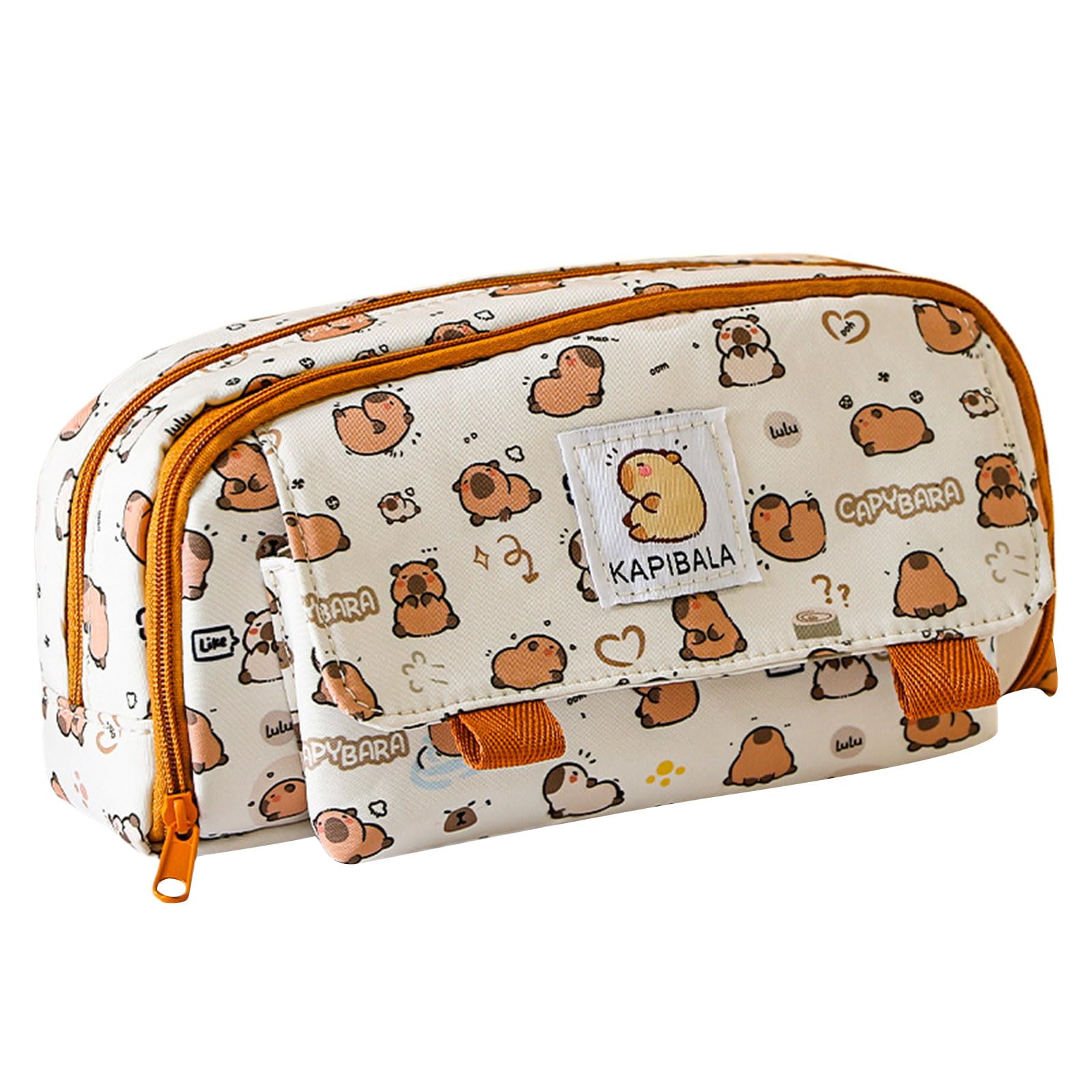 Kalttoy Capybaras Canvas Pencil Case Stylish Pen Bag with Multiple Compartments Stationery Holder for Students and Artists Canvas Pen Bag