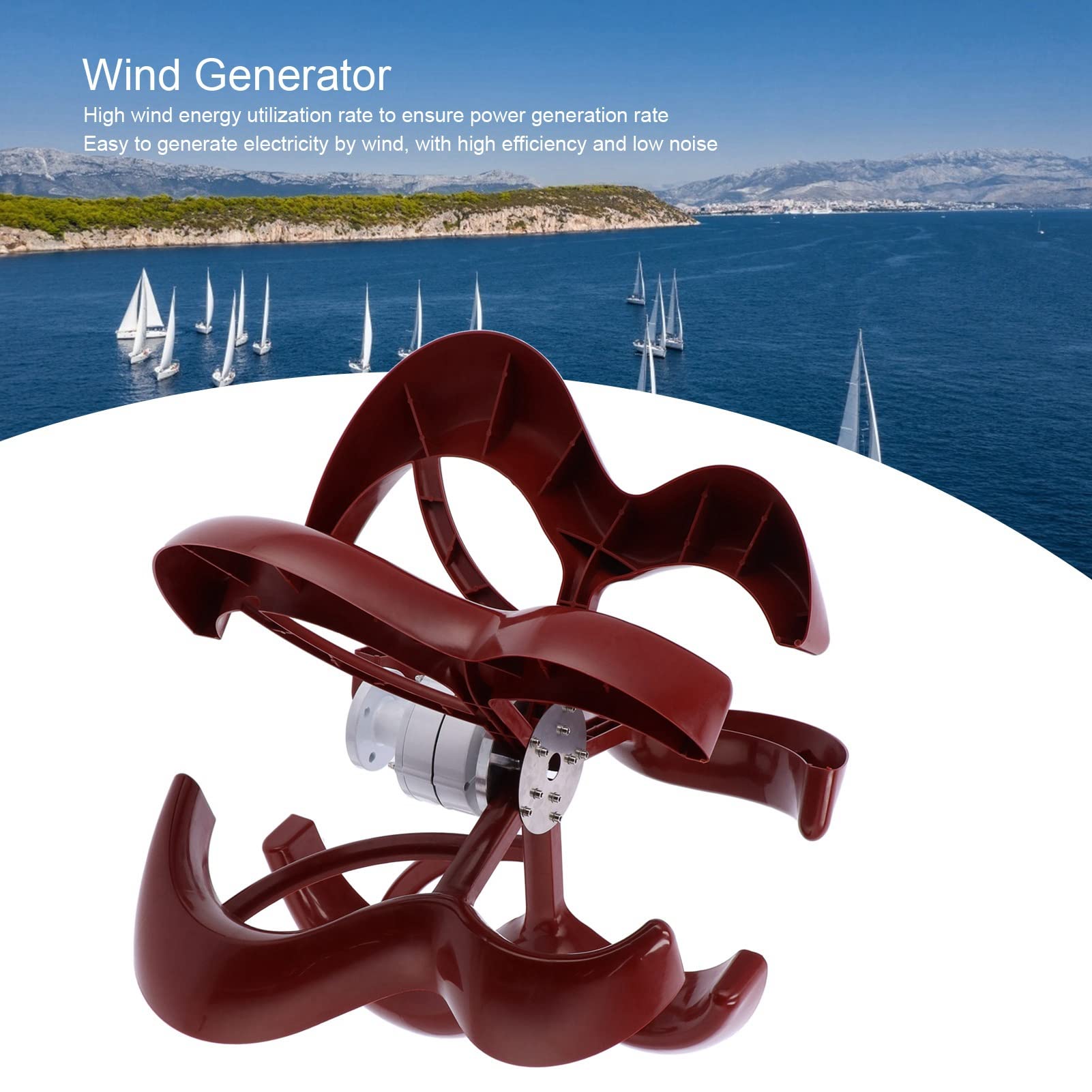 Generatore Eolico a Zucca a 5 Pale Generazione di Energia Durevole Ad Alta Efficienza per Uso Domestico Lega di Alluminio