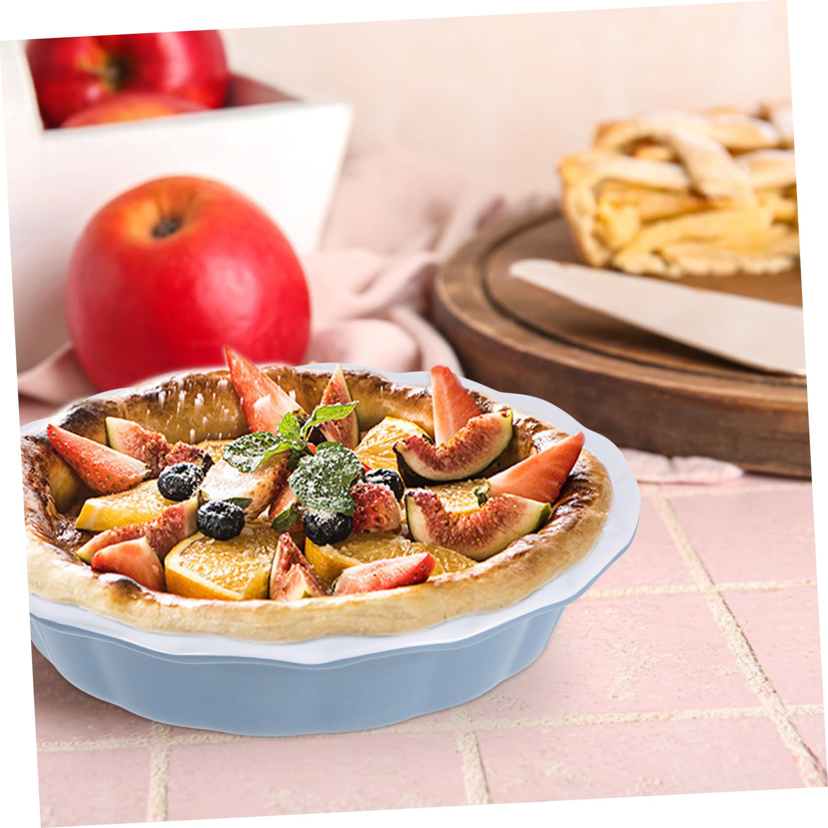 Moule à Tarte Rond en Céramique, Grand Plat à Four Antiadhésif