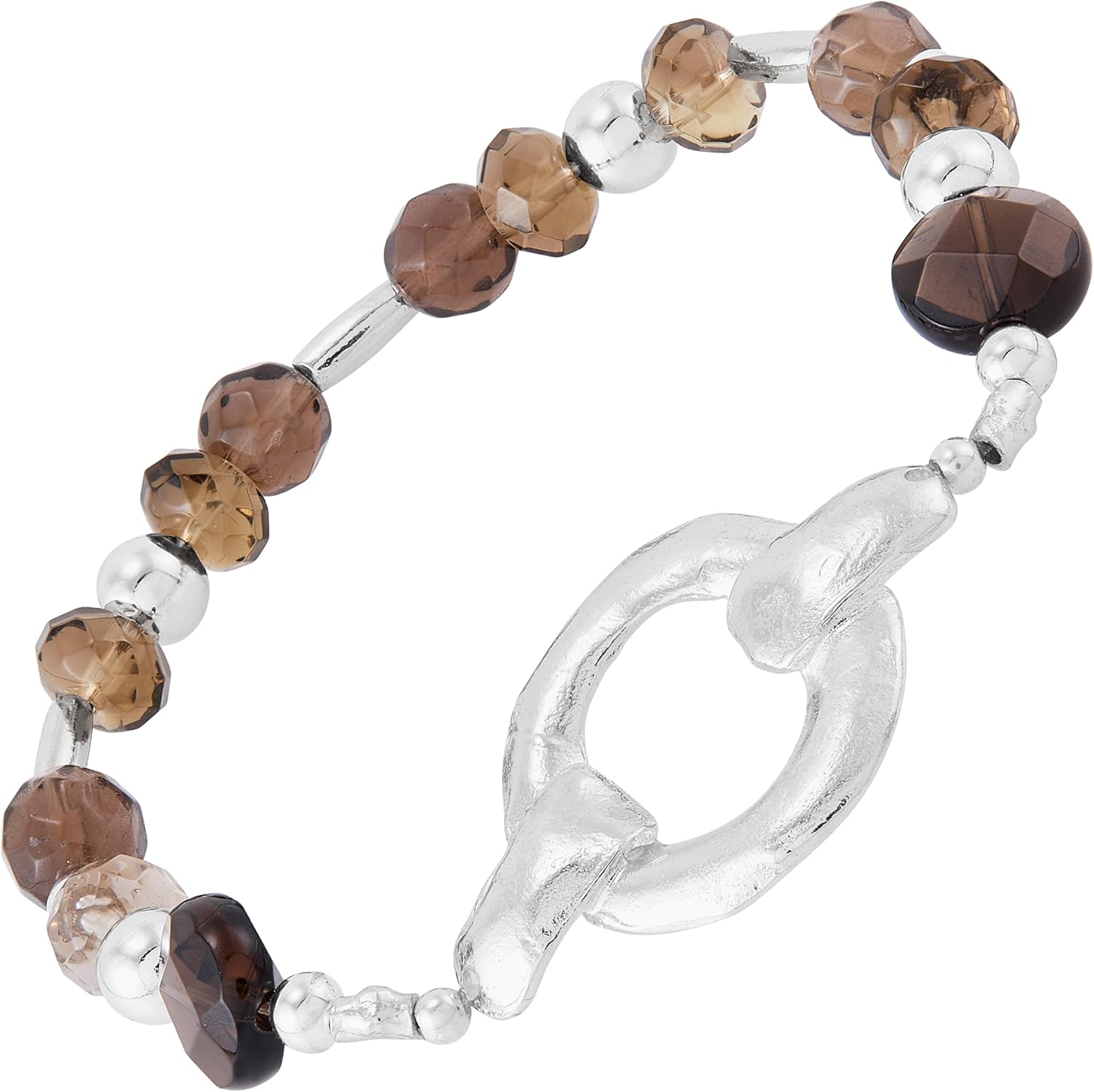 Silpada 'Desert Sun' Sterling Silver Smoky Quartz and Hematite Stretch Bracelet, 6.75"