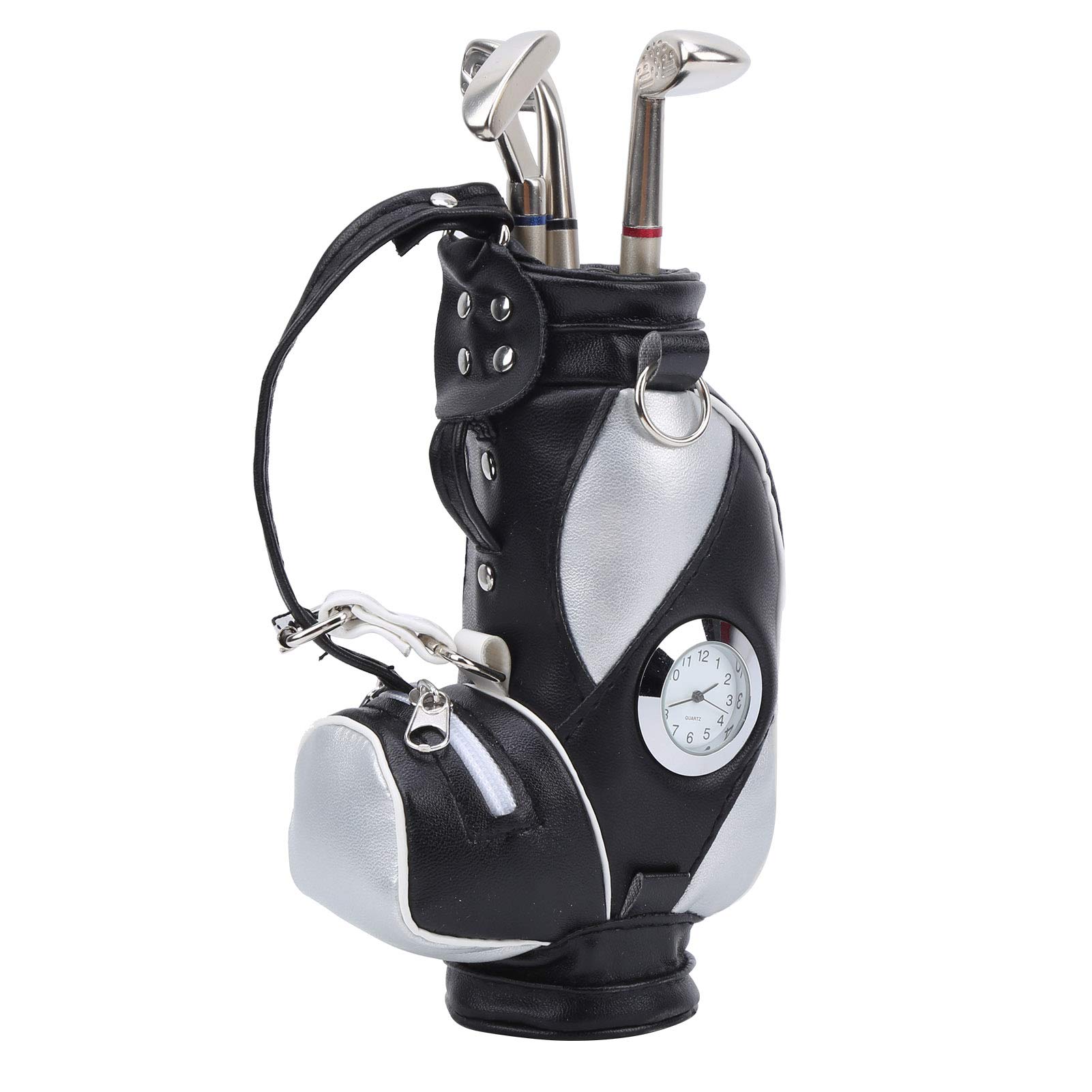 Portabolígrafos con reloj de diseño elegante en piel sintética y metal para amantes del golf