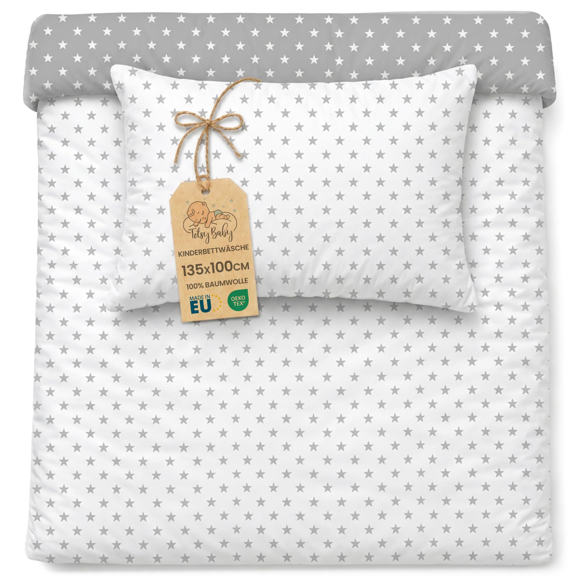Totsy Baby Cot bed duvet cover set 100x135 cm - Cotton toddler quilt covers for girl and boy Set Comforter cover 100 x 135 cm and pillowcase 60 x 40 cm Oeko-Tex