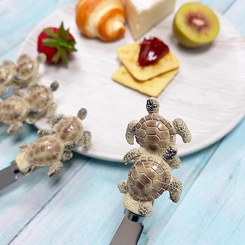 Miniatura 28 de Supreme Housewares Bass Cheese Spreaders, Hand-Painted Resin Handles with Stainless Steel Blades for Spreading Cream Cheese, Butter, Jam, or