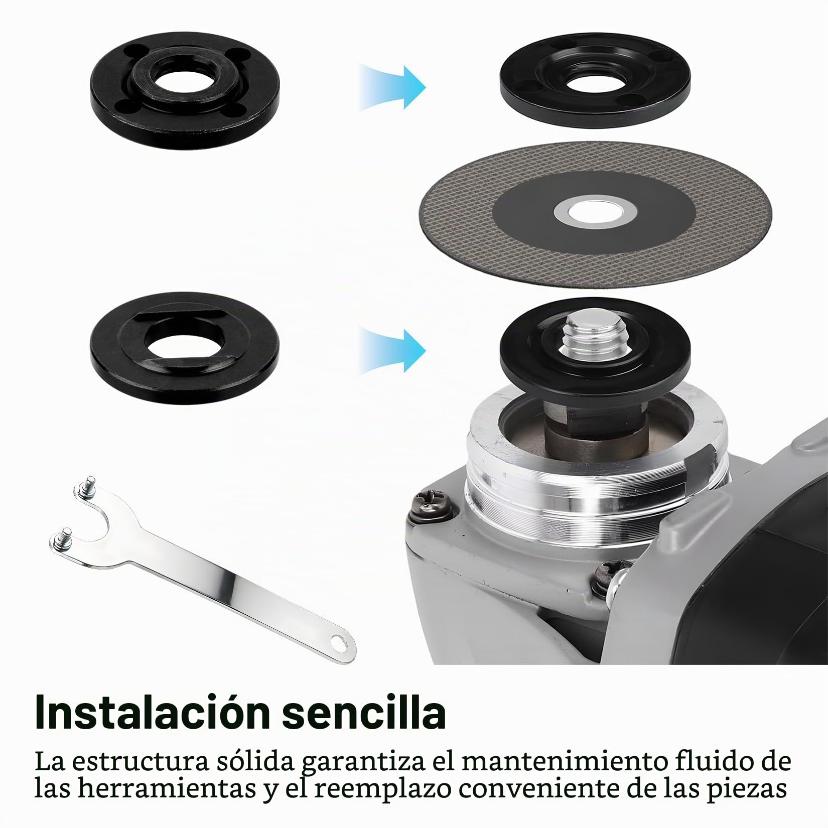 7 Pcs Llave Amoladora Angular, 140 mm Tuercas Llave de ángulo de Brida, incluye 6 Tuercas de Amoladora Angular Bridas de Metal, Llave de Amoladoras Angulares