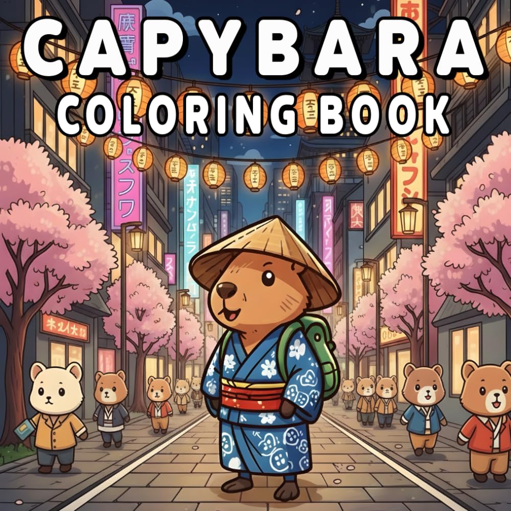Capybara Bold and Easy Coloring Book: 50+ Easy and Delightful Coloring Pages Featuring Cute Capybara for Teens and Adults, Relax and Unwind