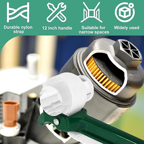 Miniatura 2 de GVTOCLD Llave de filtro de aceite, llave de correa de nailon de 12 pulgadas, llave de tubo de agarre fuerte, llave de correa ajustable con mango de