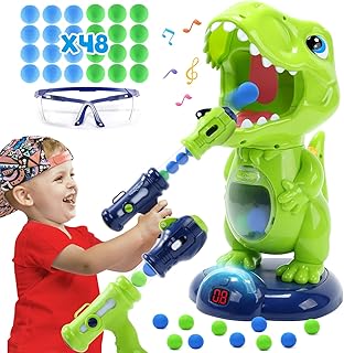 EagleStone Movable Dinosaur Shooting Toys for Kids,Target Shooting Games with 2 Air Pump Gun,Party Toys with Score Record, LED & Sound Electronic Target Practice Toys Gift for Boys and Girls