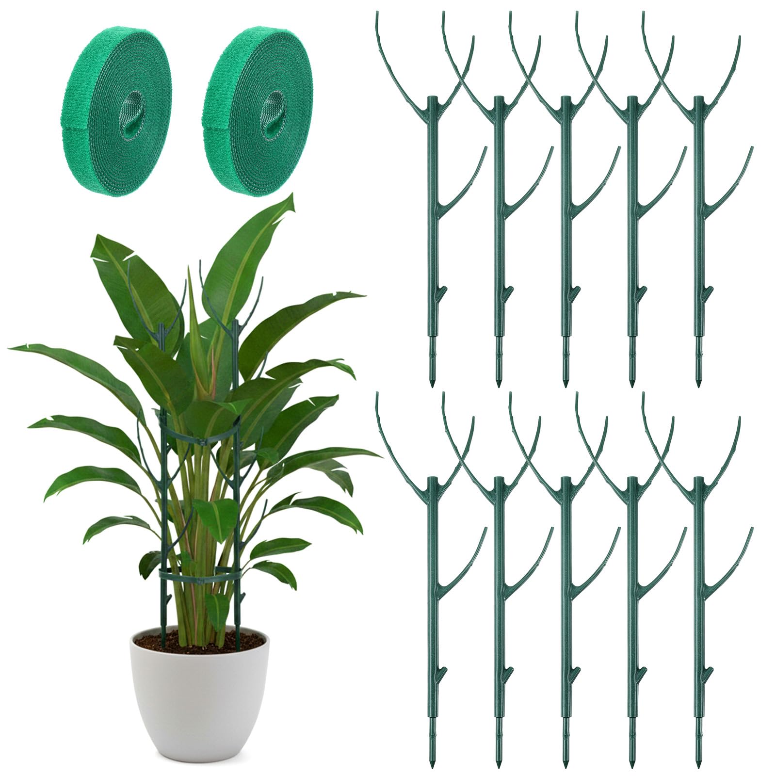 WJIAAA 10 Stck Monstera Rankhilfe Zimmerpflanzen (27cm pro Stck),  Stapelbare Pflanzenhalter mit 2 Rollen Klettband (2m/Rolle), Verstellbarer  Pflanzsttze fr Efeututen Kletterpflanzen : Amazon.de: Garten