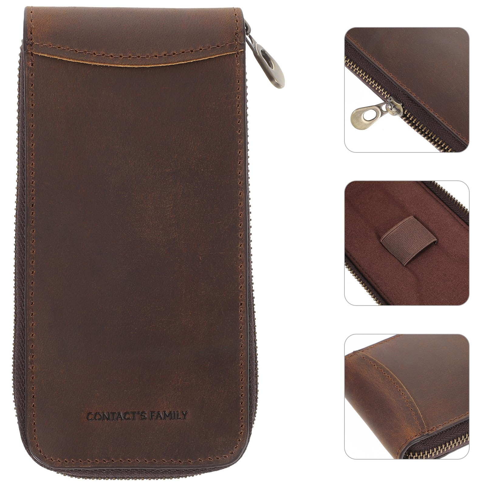 Hemobllo Leather Zipper Watch Case Retro Single Slot Pocket Watch Storage Box Watch Display Holder Watch Travel Box Jewelry Storage Organizer Coffee