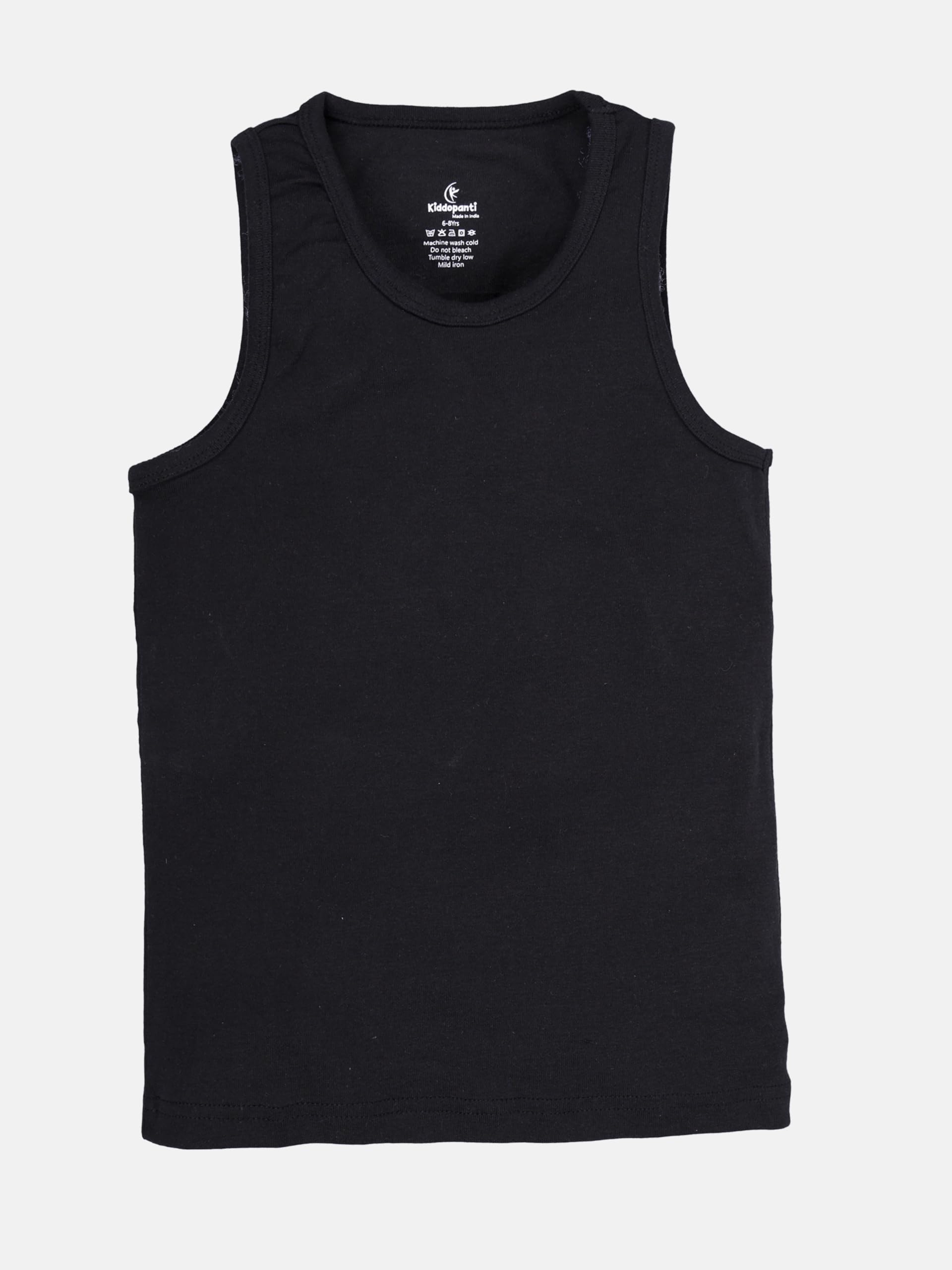 KiddoPanti Boys Regular Fit Solid Vest | 100% Cotton Rib Fabric | U Neck Light Weight | Sleeveless Design | Boys Vest Pack of 3, Black/Popcorn Yellow/Dusty Brown - 6-8Y - Image 3 thumbnail