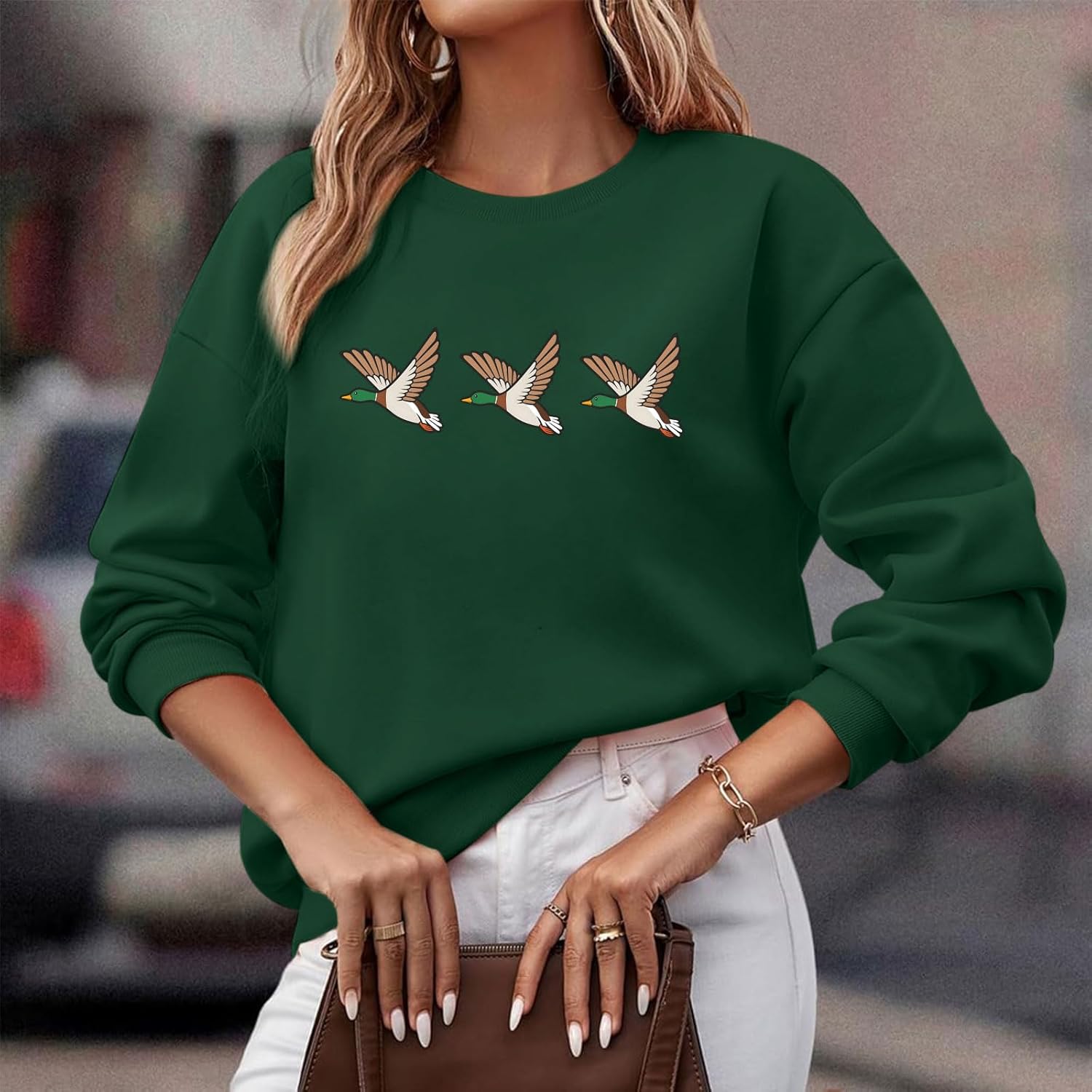 BeWithYou Cute Duck Sweatshirt for Women Teen Girls Goose Sweatshirts Funny Animal Graphic Long Sleeve Shirt Hoodie Pullover - Image 3