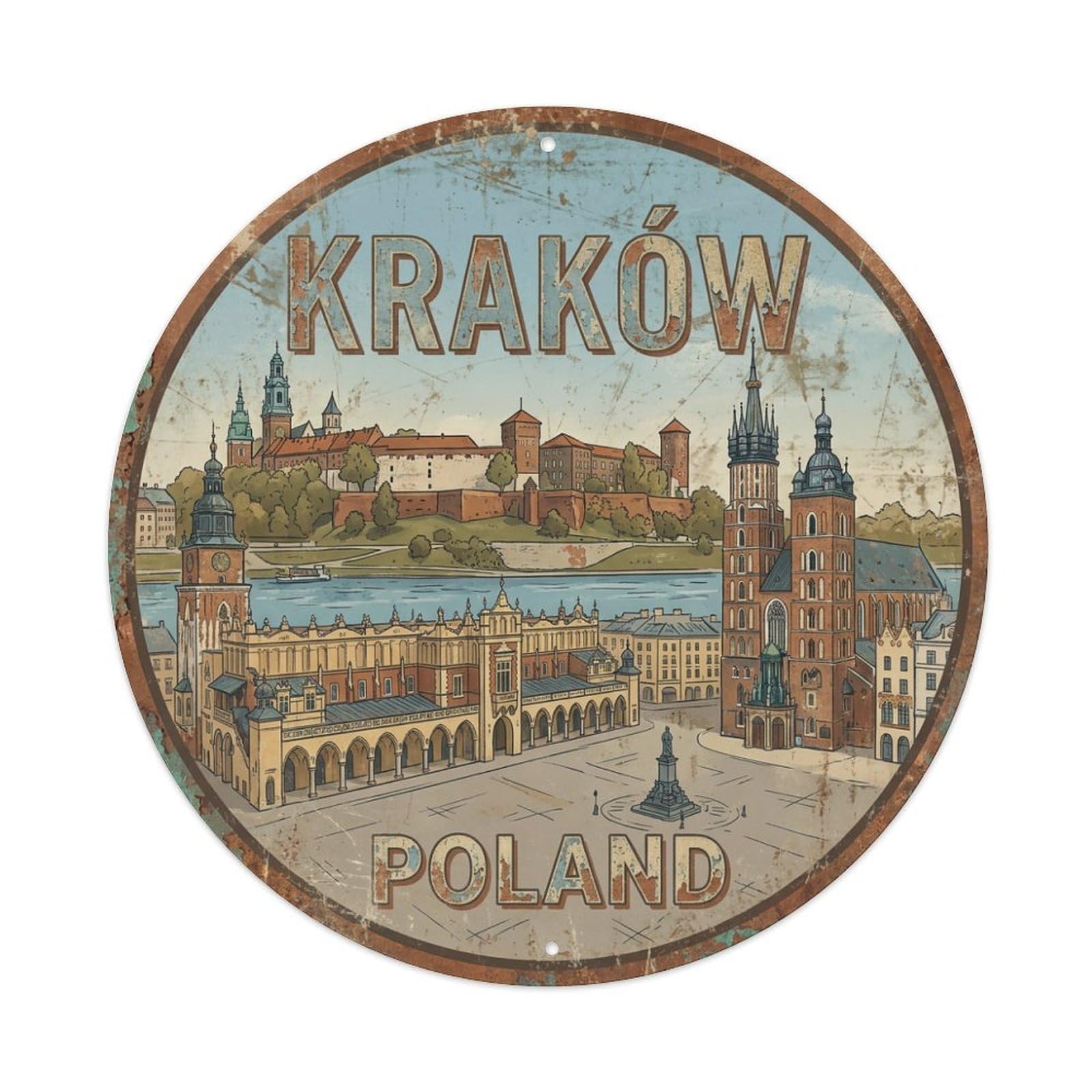 Xanthor Style Retro Travel Poland Krakow Metal Tin Sign