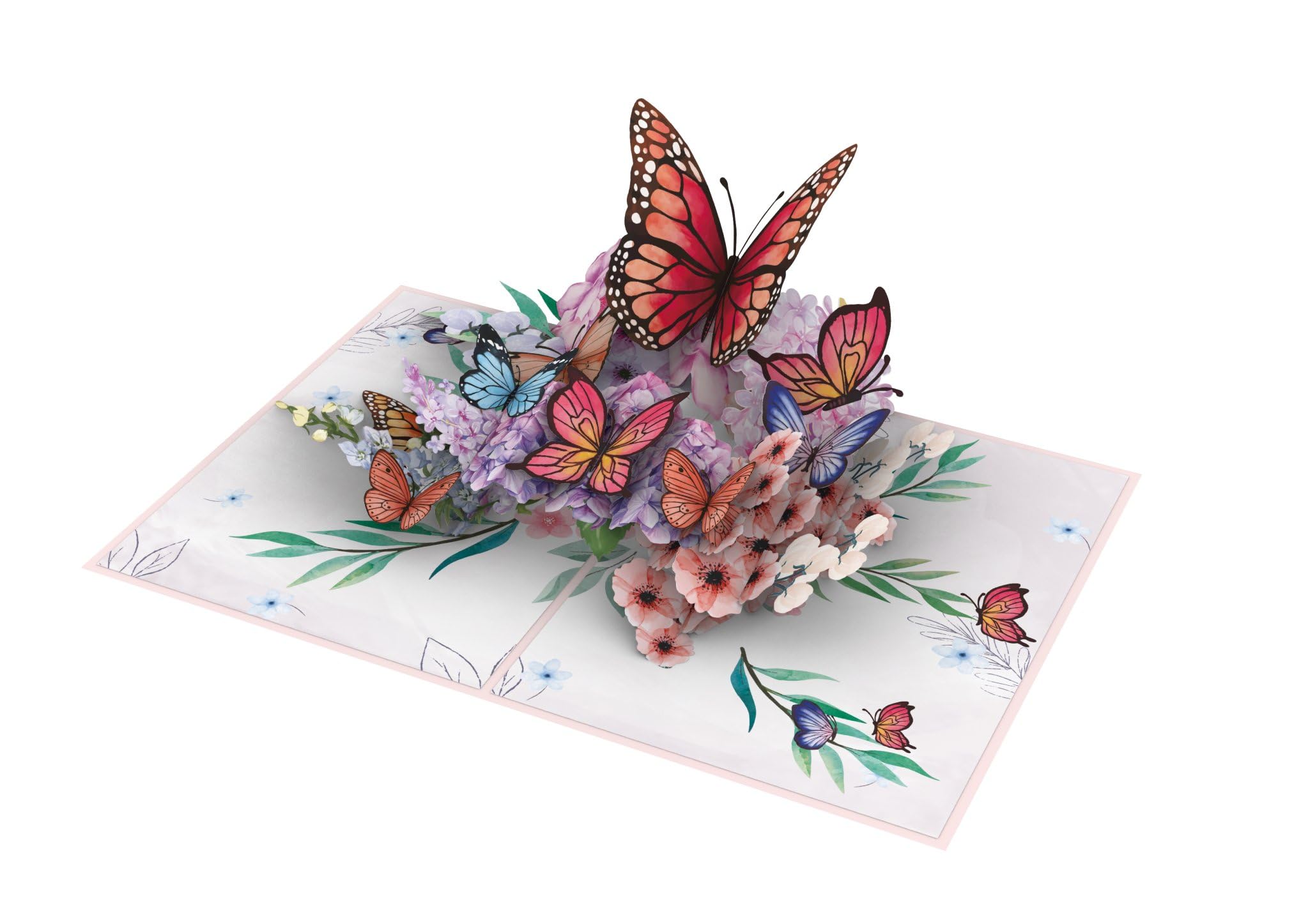 iGifts And Cards Pink Butterfly Paradise - Tarjeta de felicitación 3D desplegable de 6 x 8 pulgadas, hermoso diseño para cumpleaños, aniversarios, bodas y deseos de recuperación, ideal para mamá