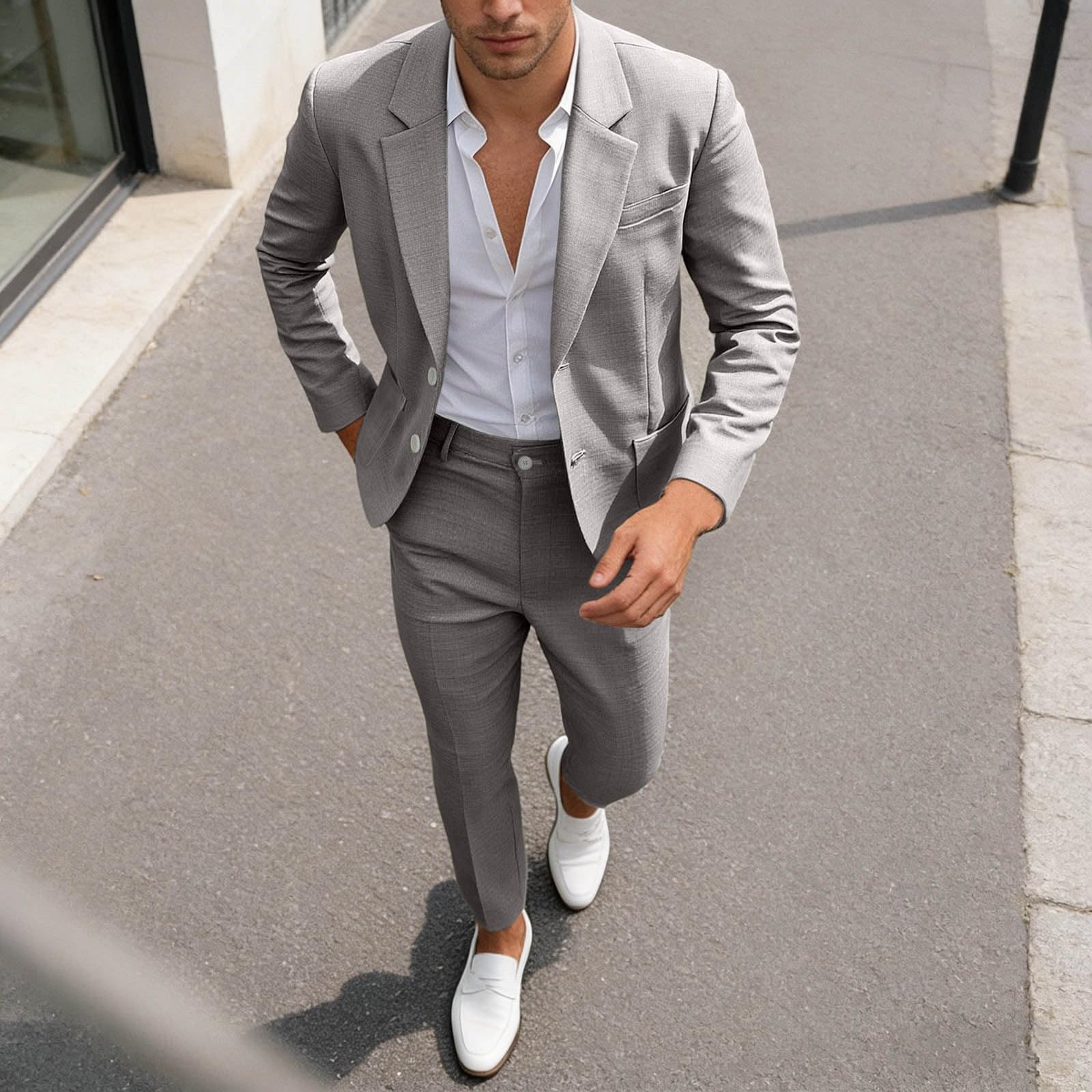 Costume Homme 2 pièces, adapté pour Mariage, fête d'affaires, Veste de Costume élégante et Confortable et Pantalon,Ensemble de Costume décontracté 2 pièces