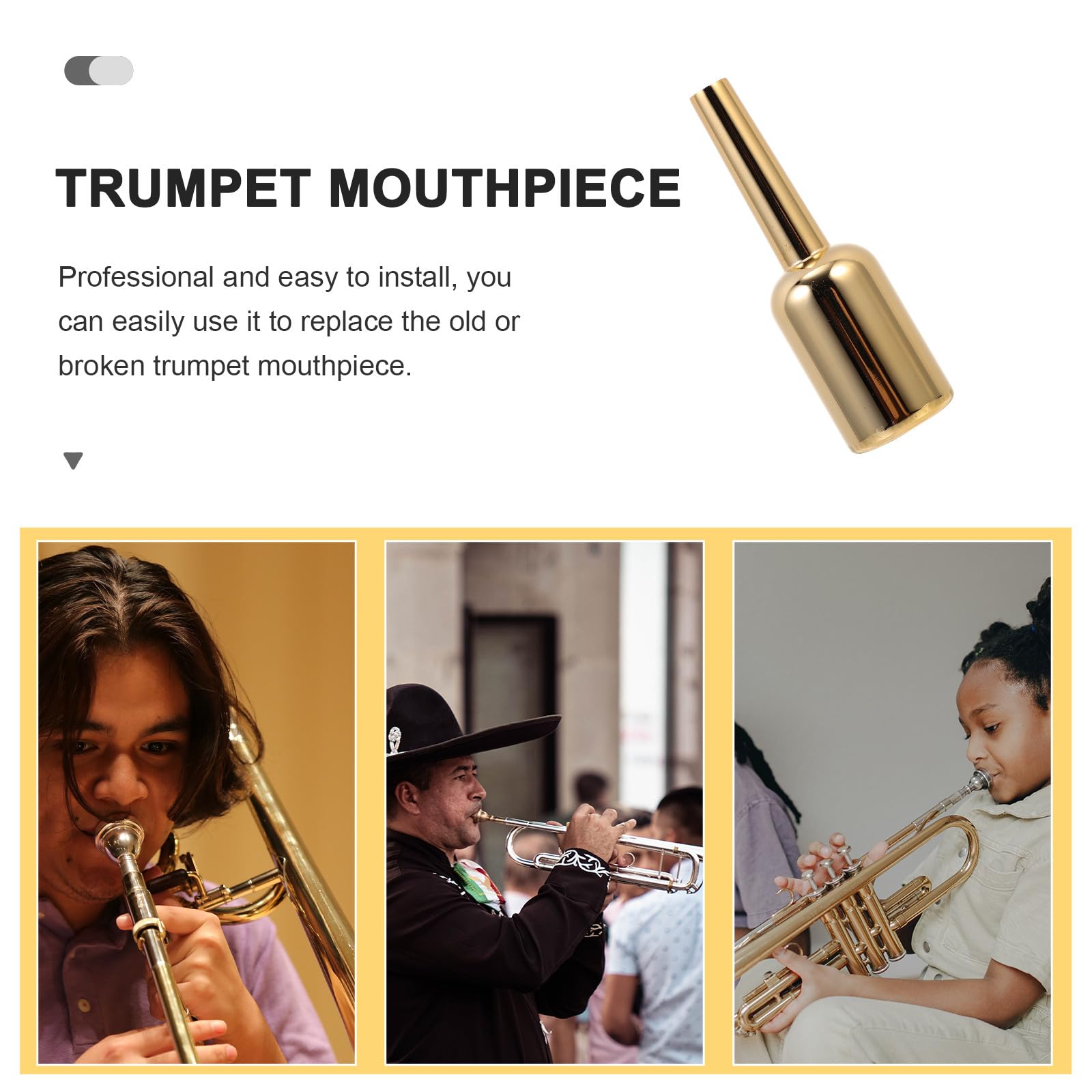 TOYANDONA Becco per Tromba in Placcatura Oro Suono Ricco ed Elegante, Accessorio Professionale per Principianti e Musicisti Esperti