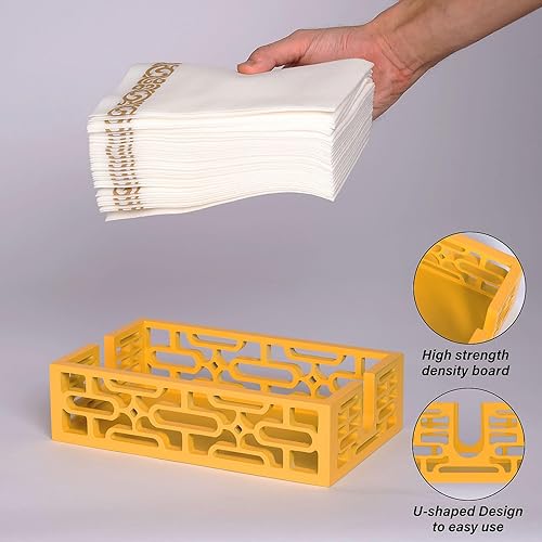 Miniatura 3 de Servilletero de madera, bandeja de baño, toallas de mano y papel plano para invitados, decoración retro moderna de mediados de siglo, ideal para