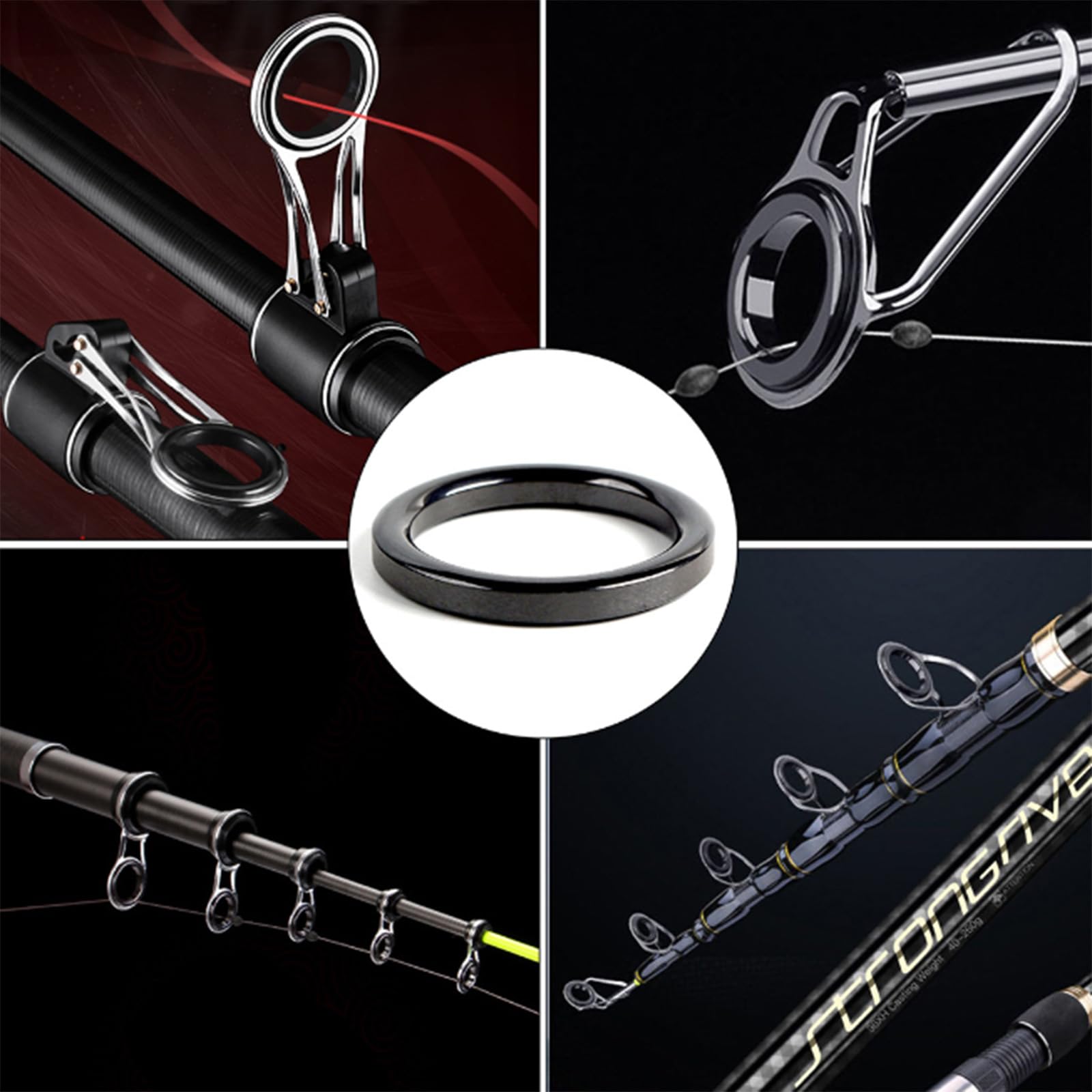 40 anelli di ricambio per canna da pesca con diametro esterno da 4,72 mm-3 cm, set di anelli guida in ceramica, 10 dimensioni