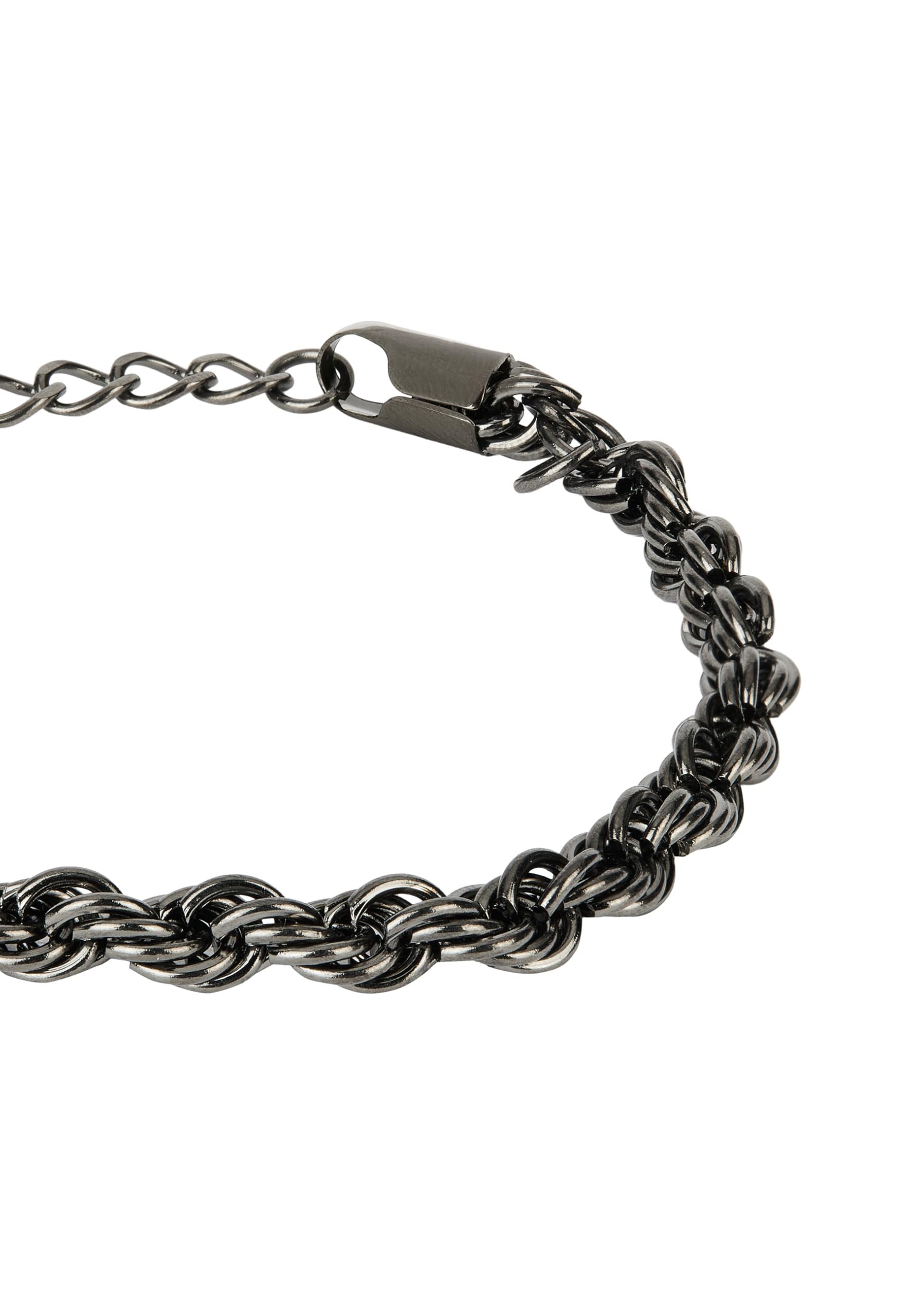 Breil, Collezione Yox, Bracciale Uomo in Acciaio Inossidabile Brunito Silver, con Catena Rope Intrecciata, Finali Lucidi, Chiusura a Gioielleria, Lunghezza Regolabile fino a 22 cm