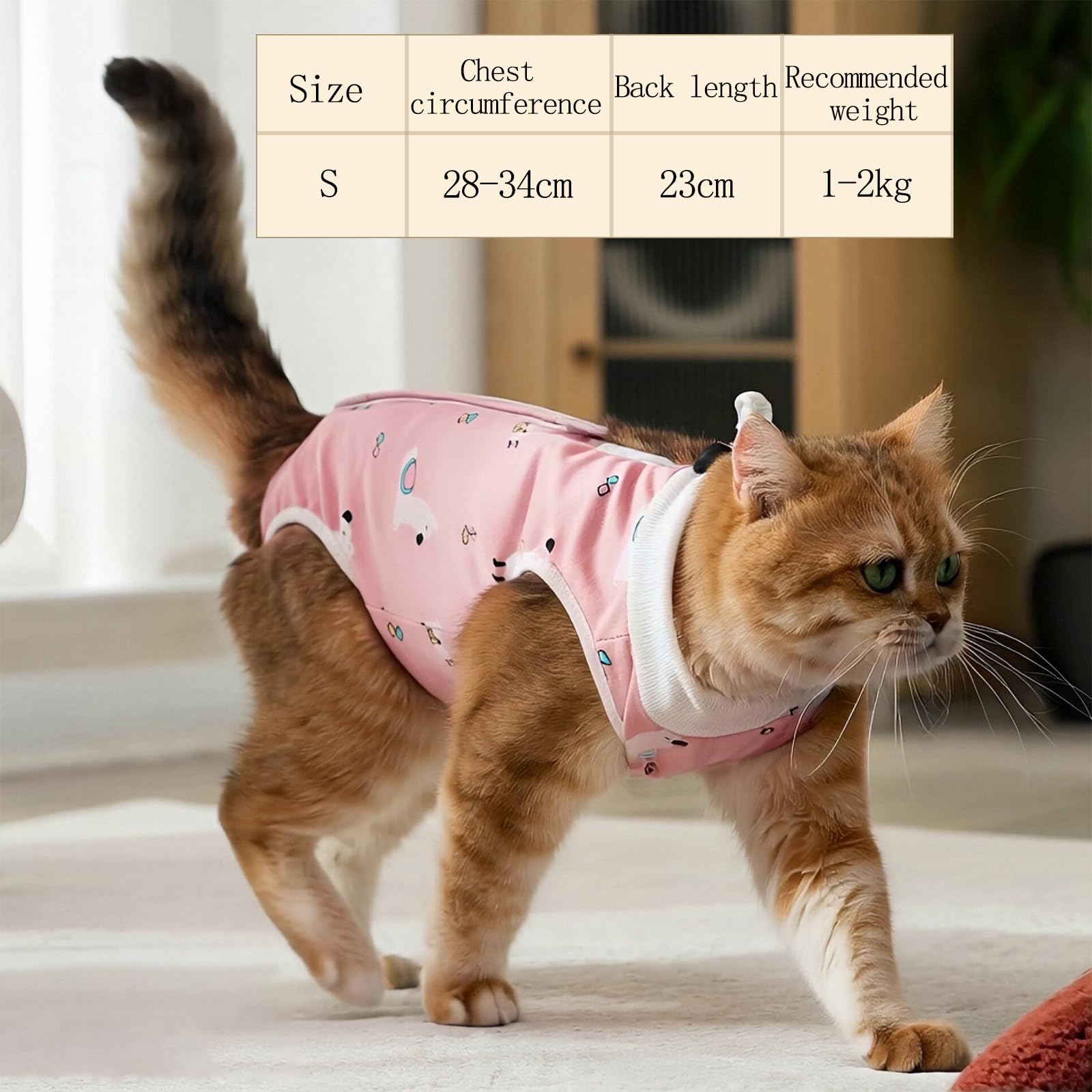 1 Piece Cat Recovery Suit Outfit Baby Cotton Surgery Recovery Breathable Cat Surgical Body Suit to Stop Licking Antiflexing Onesie Post Kitten(S) - Image 2