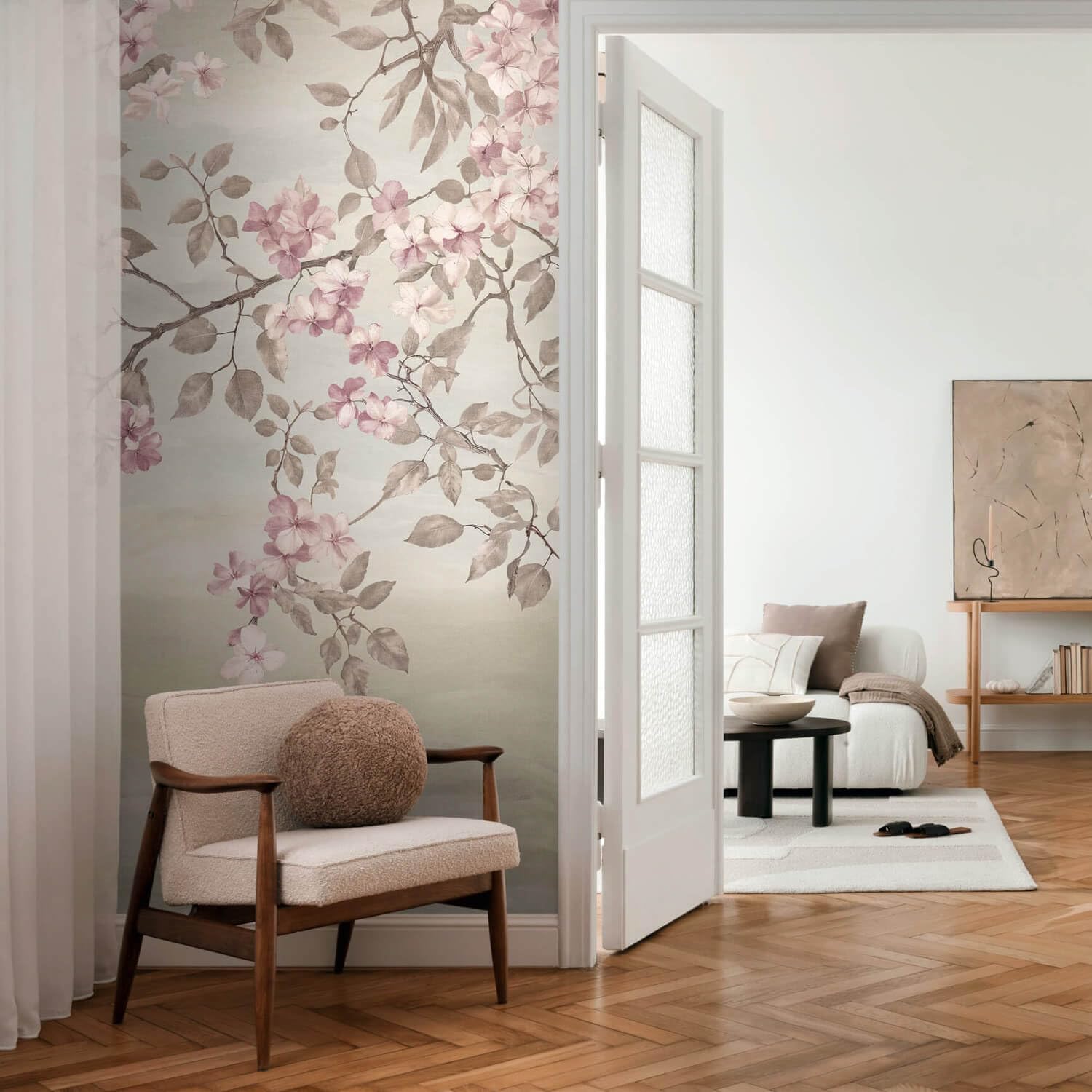 Fotomural de flores beige Profhome 791448-GU papel pintado TNT exclusivo de 4,45 m2