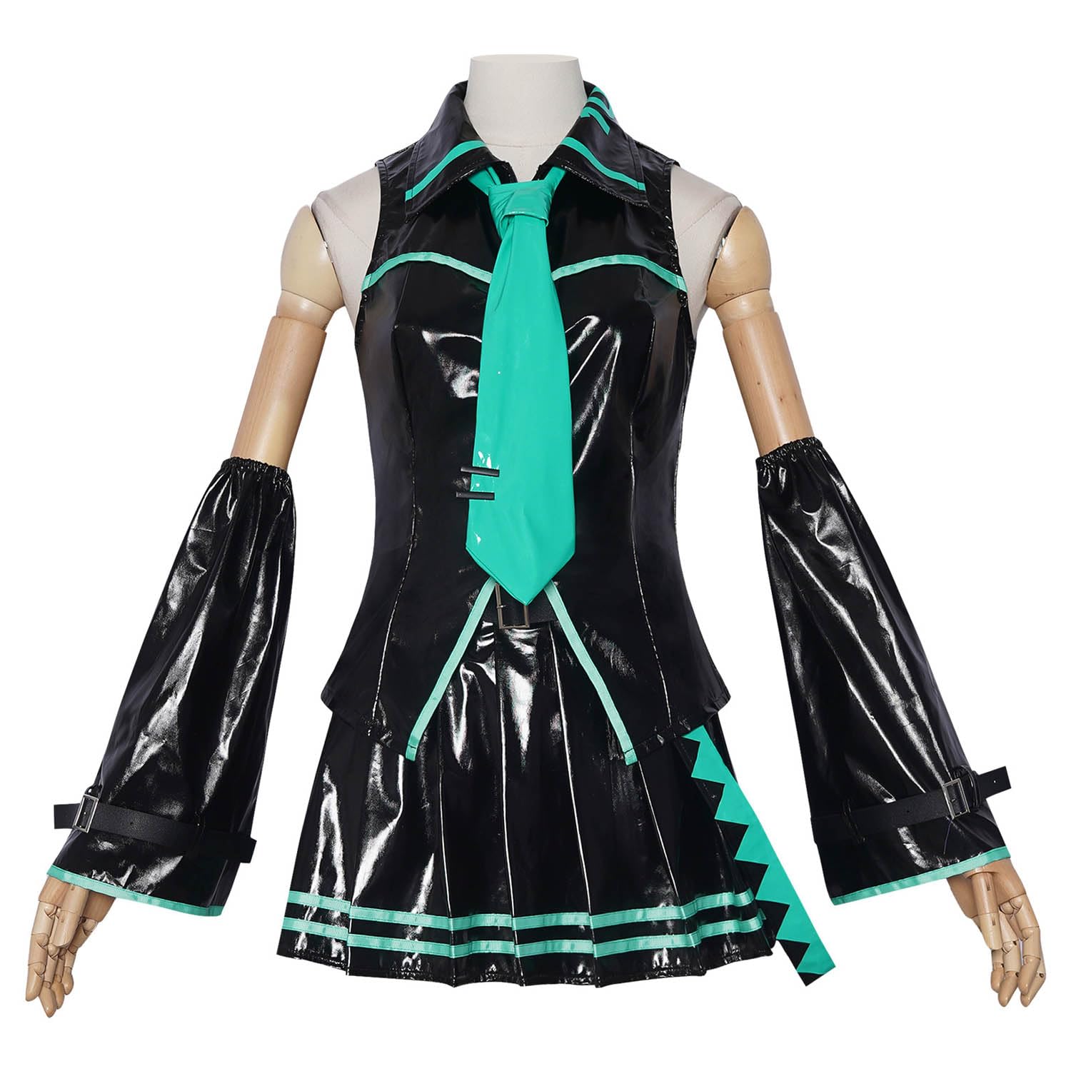 Anime H'atsune M'iku Disfraz de cosplay Juego de role Uniforme Conjunto Completo Halloween Fiesta Carnaval Traje de Vestir con Peluca Tocado Gafas Pendiente para Mujeres