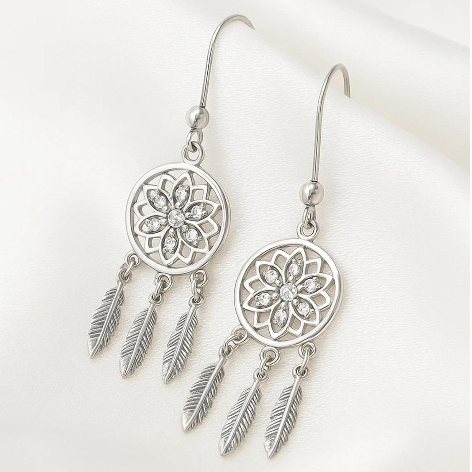 LILLY MARIE Pendientes De Mujer Hechos A Mano En Plata De Ley Con Zirconia
