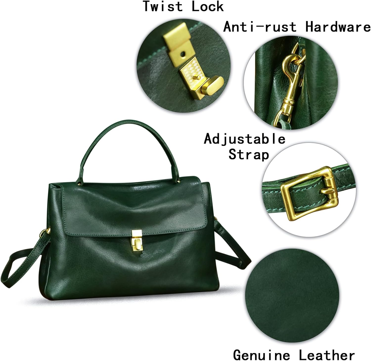 Genuine Leather Handbag for Women Crossbody Shoulder Bag Designer Satchel Purse