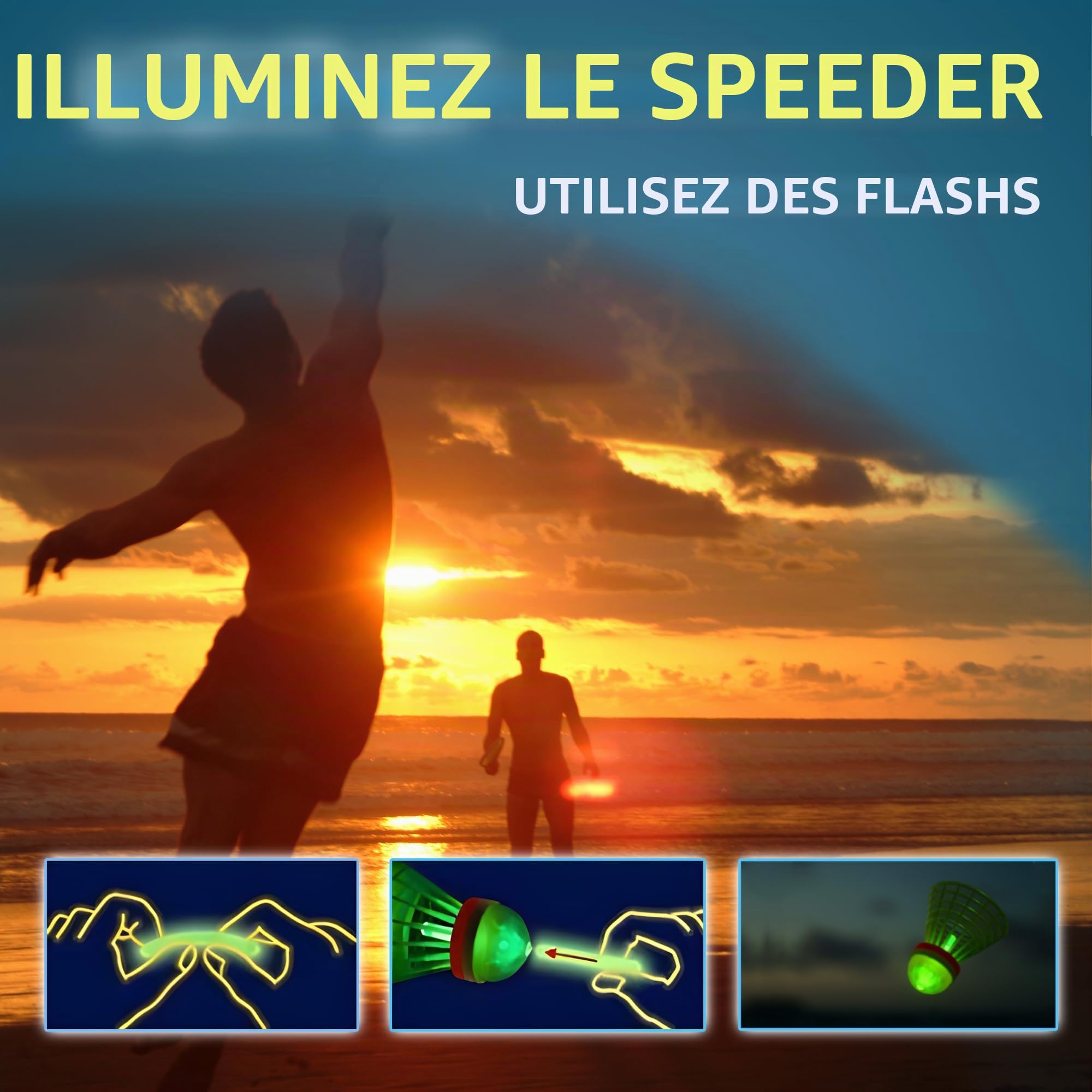 Speedminton® S900 Kit de badminton professionnel avec raquettes en carbone + 5 Speeder®, plateau de jeu, sac