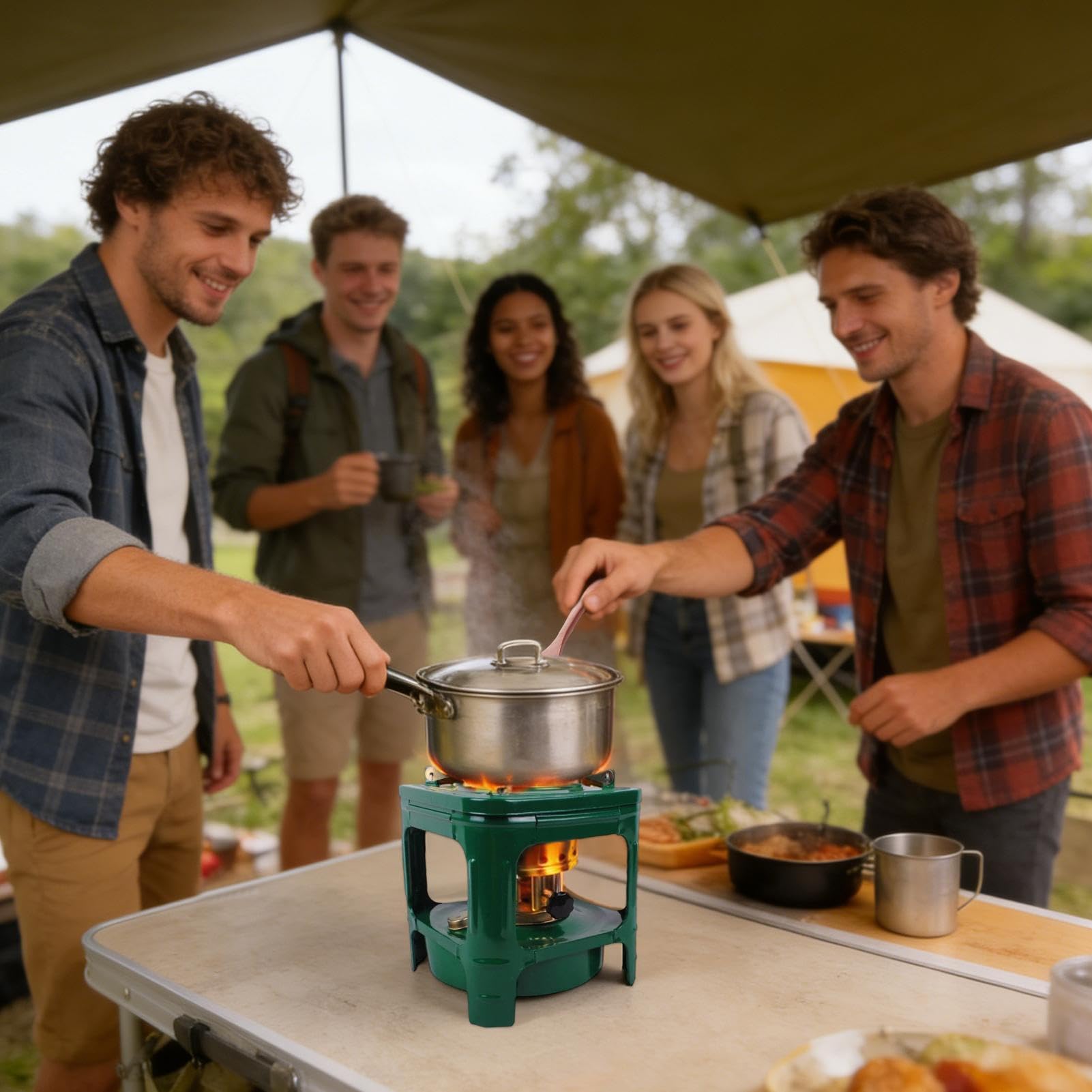 Réchaud De Camping Portable Chauffage Rapide Et Gril Incorporé | Réсhaud À Alсооl Portable Camping Pour Cuisiner En Randonnée Rando Sac À Dos Jardin Foyer Patio