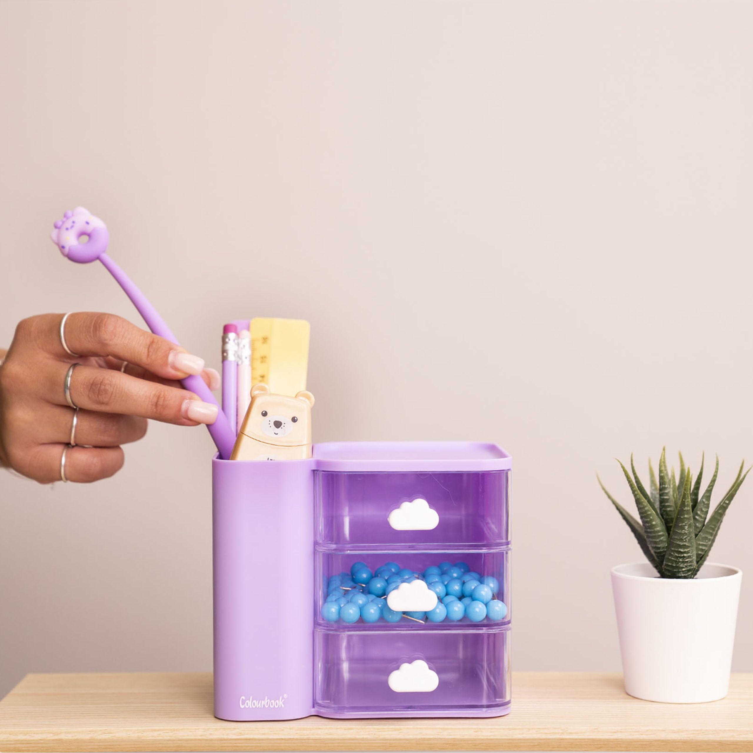 Organizer Da Scrivania Colourbook Cubby - 3 Cassetti, Portaoggetti, Design Lavanda - Foto 3