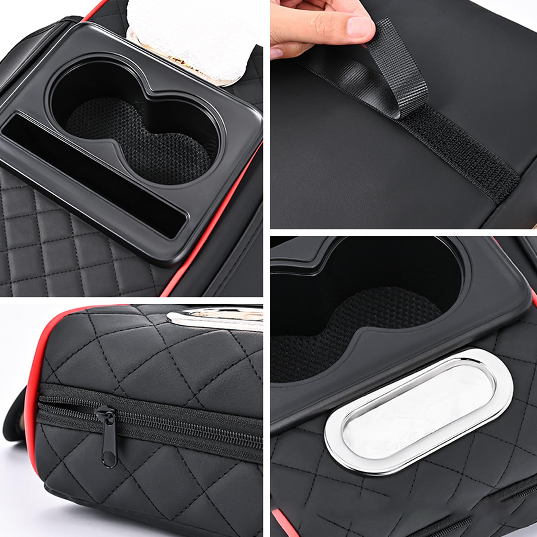 Rehausseur Accoudoir Voiture Accoudoir De Voiture Avec Rangement Et Porte-gobelets - Coussin Rehausseur En Simili Cuir, Dimensions 35x19x6 Cm Accoudoir Avec Porte-gobelets