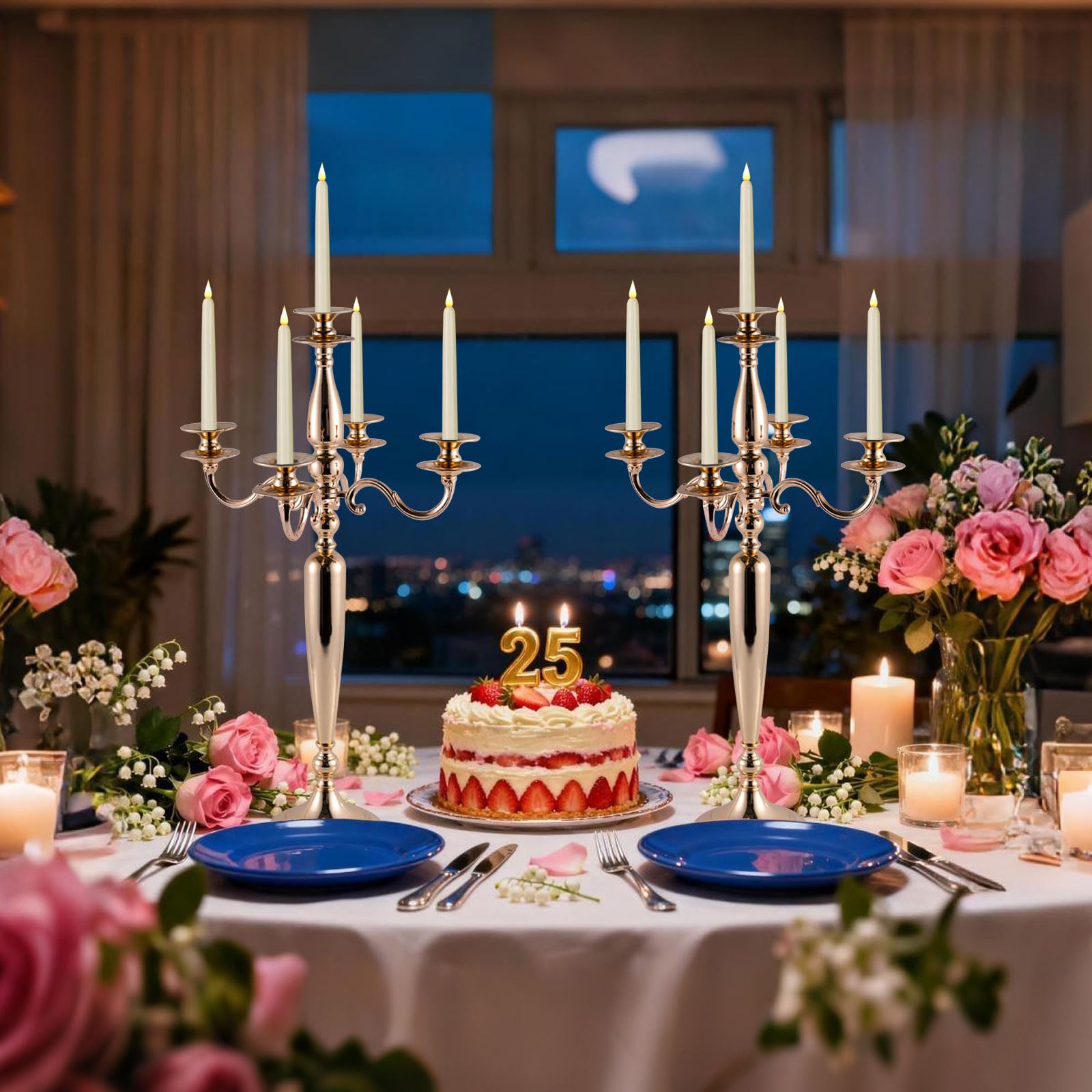 Amazon.co.jp: Vincidern ゴールドキャンドルホルダー 結婚式の装飾 5