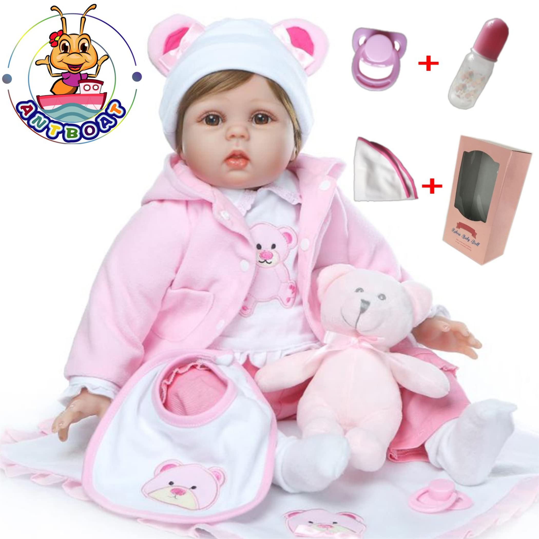 Bambole Reborn Femmine Originali- Ragazze Carine 22 Pollici 55 cm,Silicone Morbido Vinile,Bambole che sembrano vere Fatto a Mano Neonati,Regali di Natale,Reborn toddler