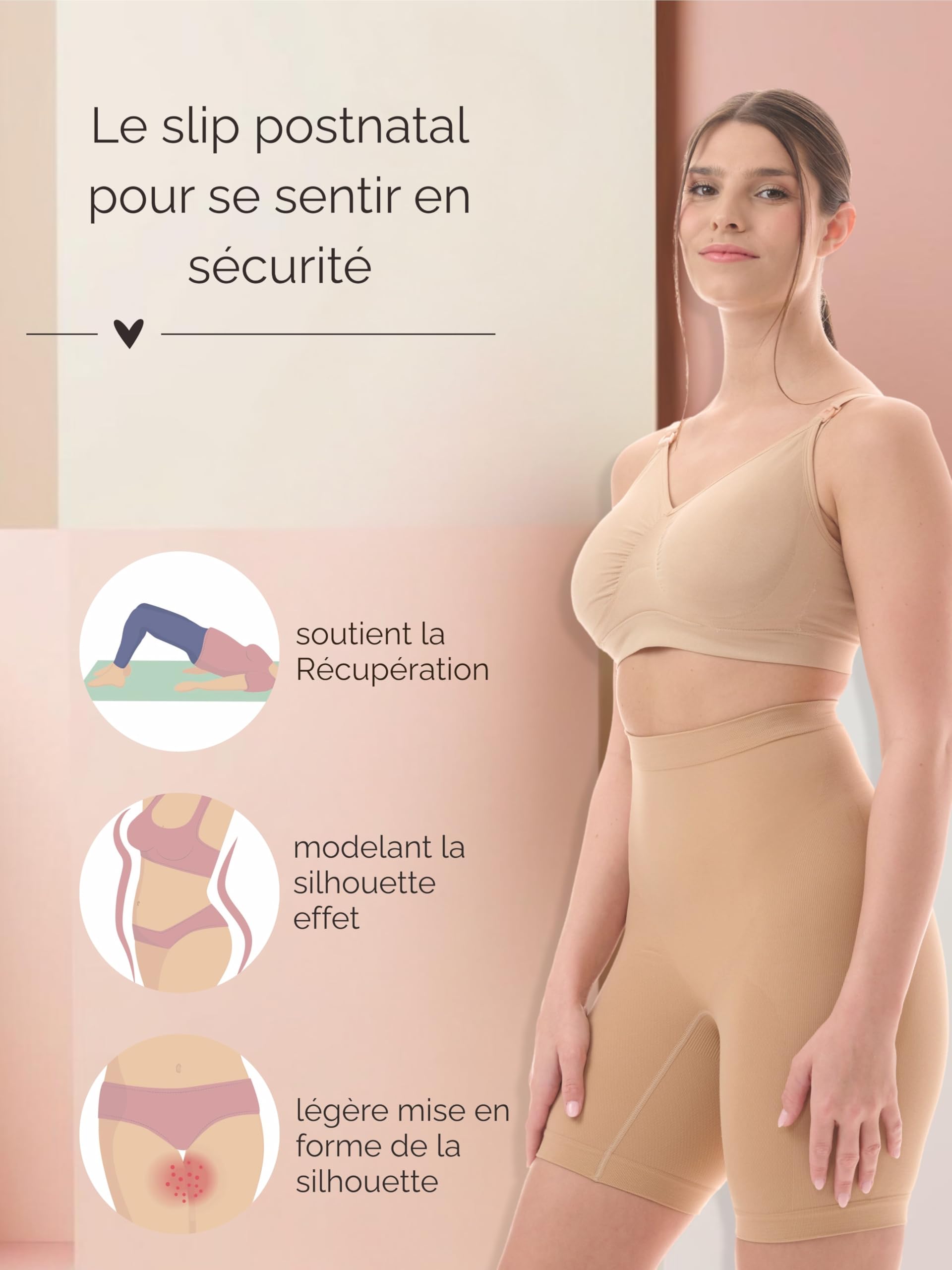 Herzmutter Culotte Post Partum - Anti Frottement Cuisse - Culotte Post Cesarienne - Pantalon Sculptants Femme - Taille Haut - Ventre Plat - OekoTex100-5600