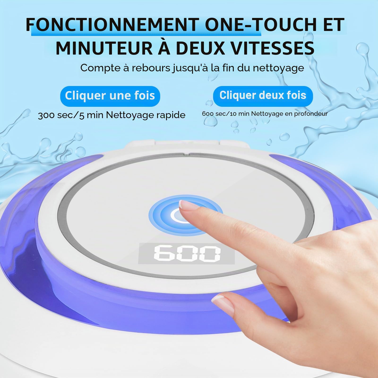 Nettoyeur Ultrasons,GuKKK 28W Detartreur Dentaire Ultrason UV,180ML Nettoyeur Ultrason Appareil Dentaire pour Prothèses Dentaires,Protège-dents de Nuit, Aligneur,Tête de Brosse,Bijoux (Weiß)