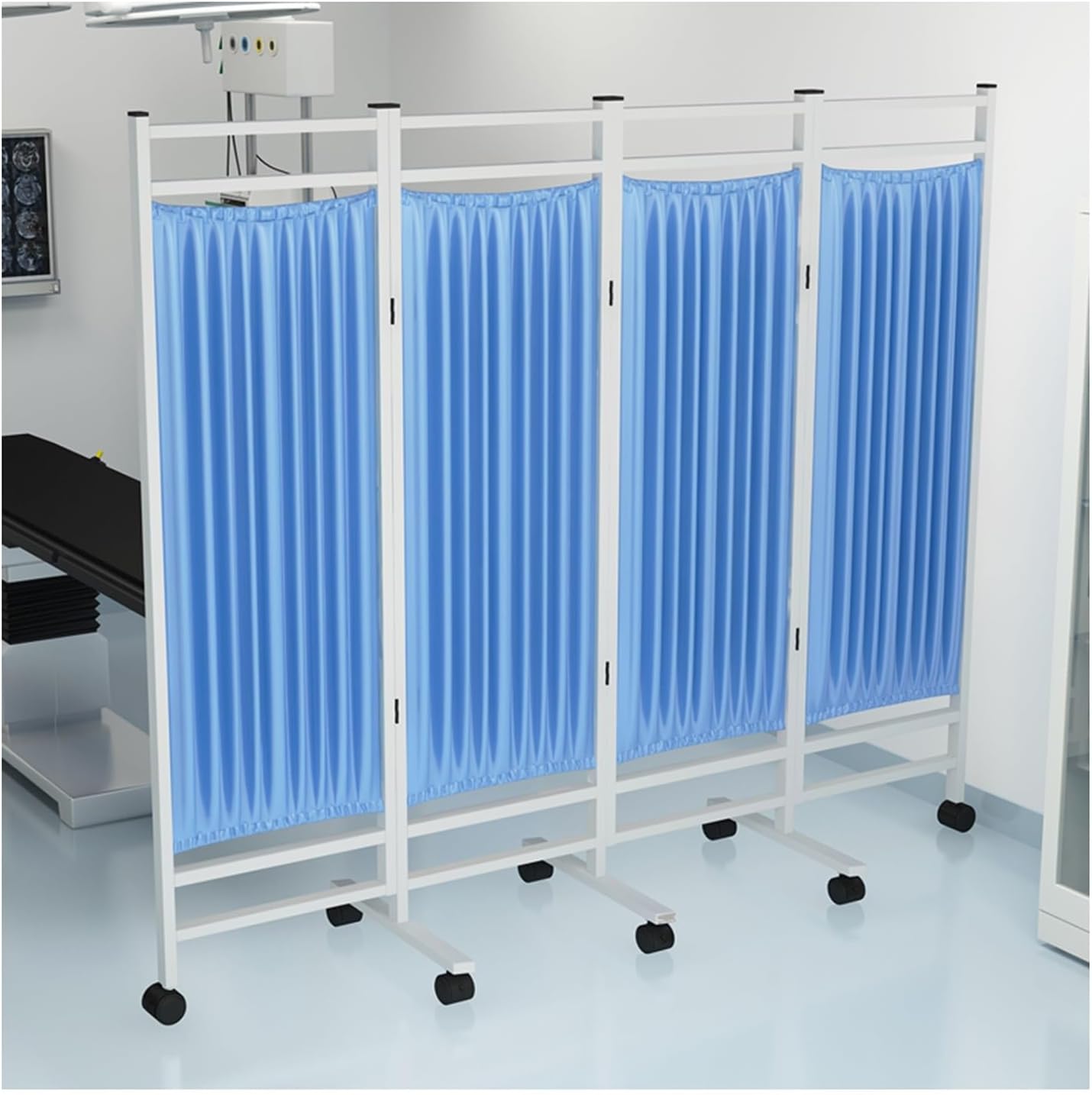 折りたたみ式医療用プライバシースクリーン、4パネルルームディバイダー、患者室/美容院/健康センター用のスタンドアップドアパーティショ