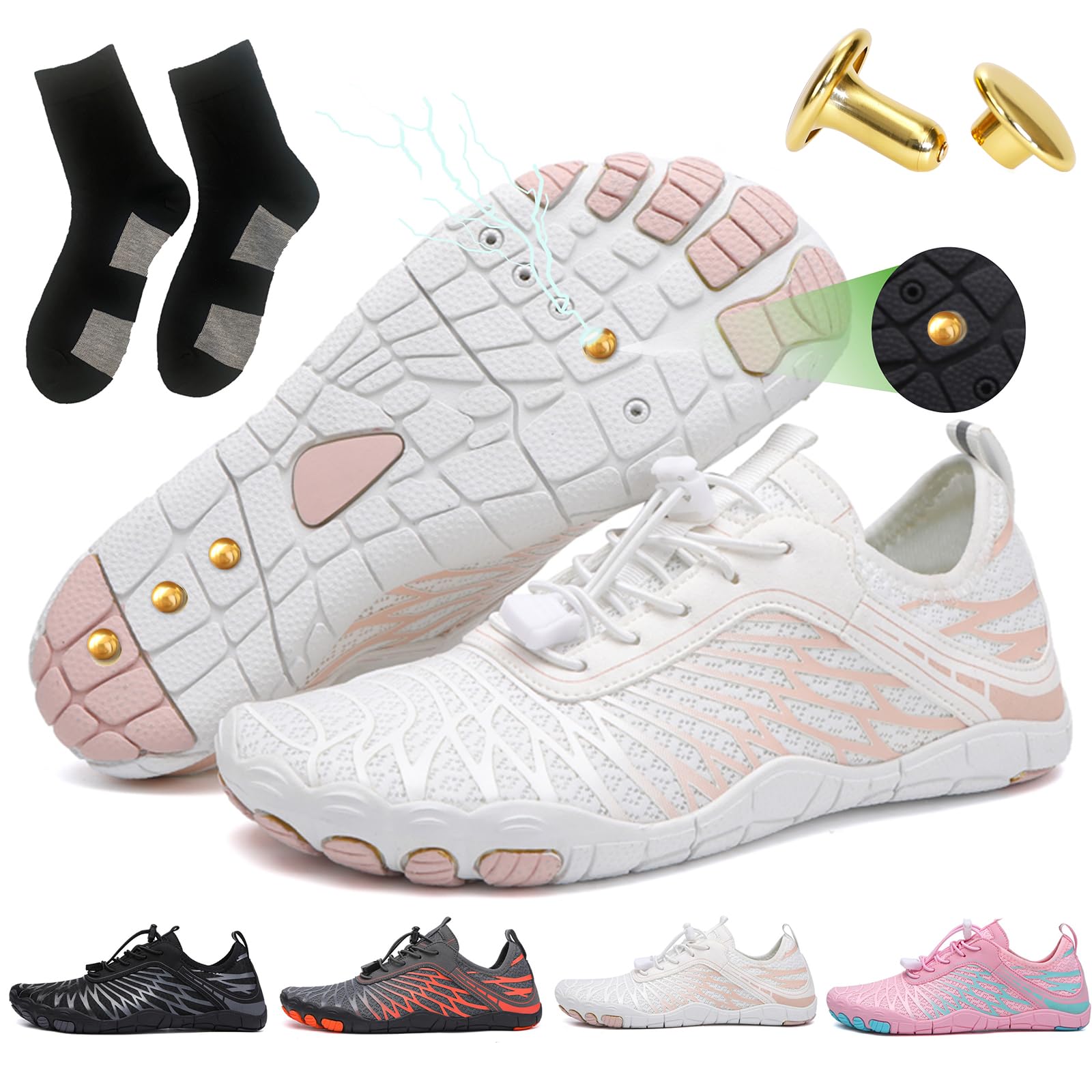 Grounding Shoes with Copper Barefoot Shoes Women Men, Outdoor Waterproof Hike Healthy Non-Slip Flexible