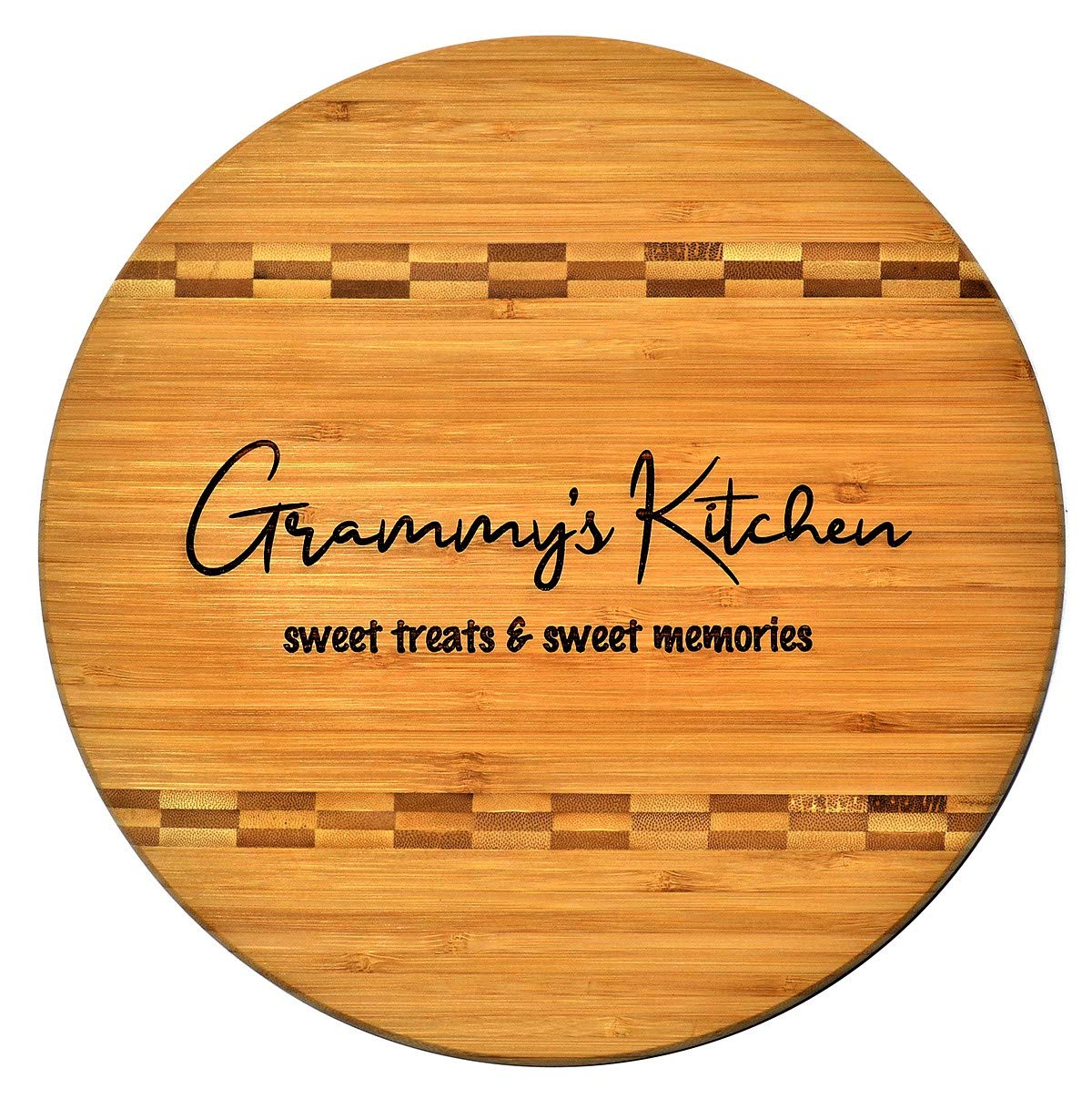 Grammy Gift - Bamboo er Block Inlay Engraved Cutting Board - Grammy’s Kitchen Sweet Treats & Sweet Memories - Design Decor Birthday Mothers Day Christmas Best Grandma Ever GK Grand (11.75 Round)