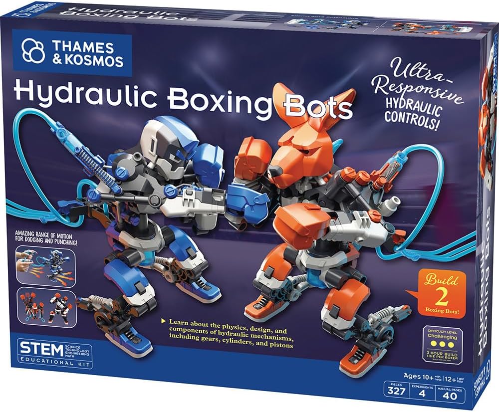 Thames & Kosmos Hydraulic Boxing Bots STEM Experiment Kit | Build Two Hydraulic-Powered Boxing Robots! | Explore Hydraulic, Water-Powered Systems | Challenge a Friend to a Robot Duel!