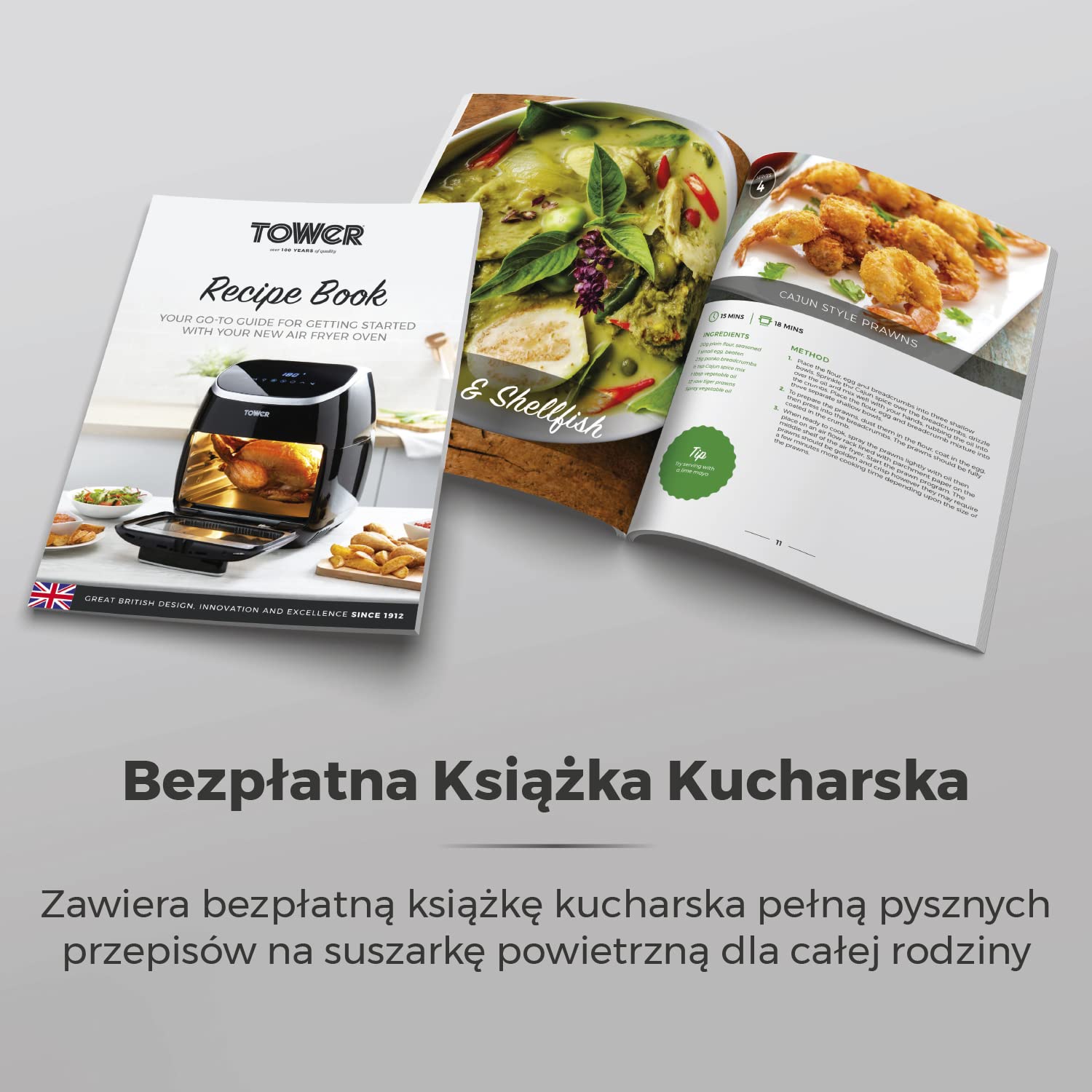 Tower Xpress Pro Kombinacja T17076 Vortx 10-in-1 Cyfrowy Air Frytkownica Piekarnik z Rapid Air Obieg, 60-Minuta Timer, 11 L, 2000 W, Czarny