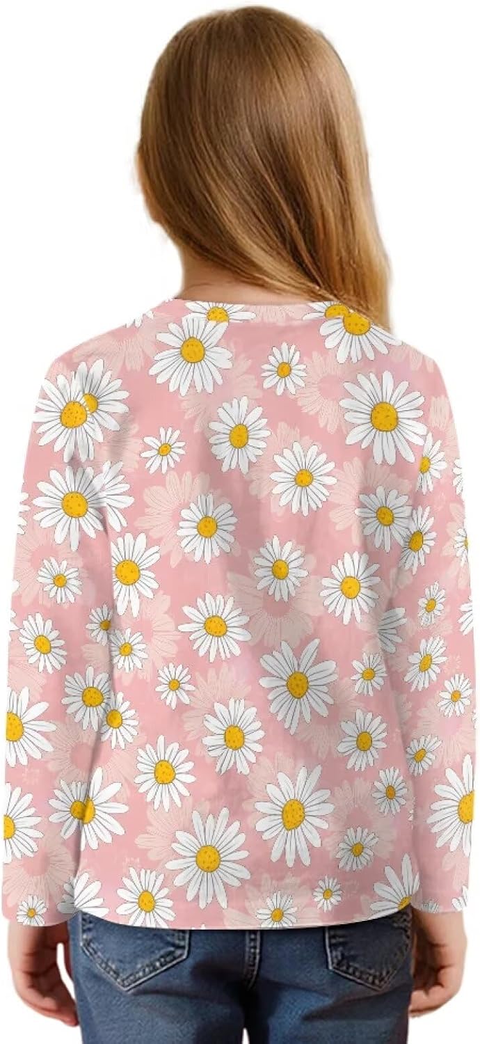 Girls Long Sleeve Sweatshirt Soft Crew Neck Shirts Basic Skin-friendly Kids Top Toddler Girl Blouse Size 5-12