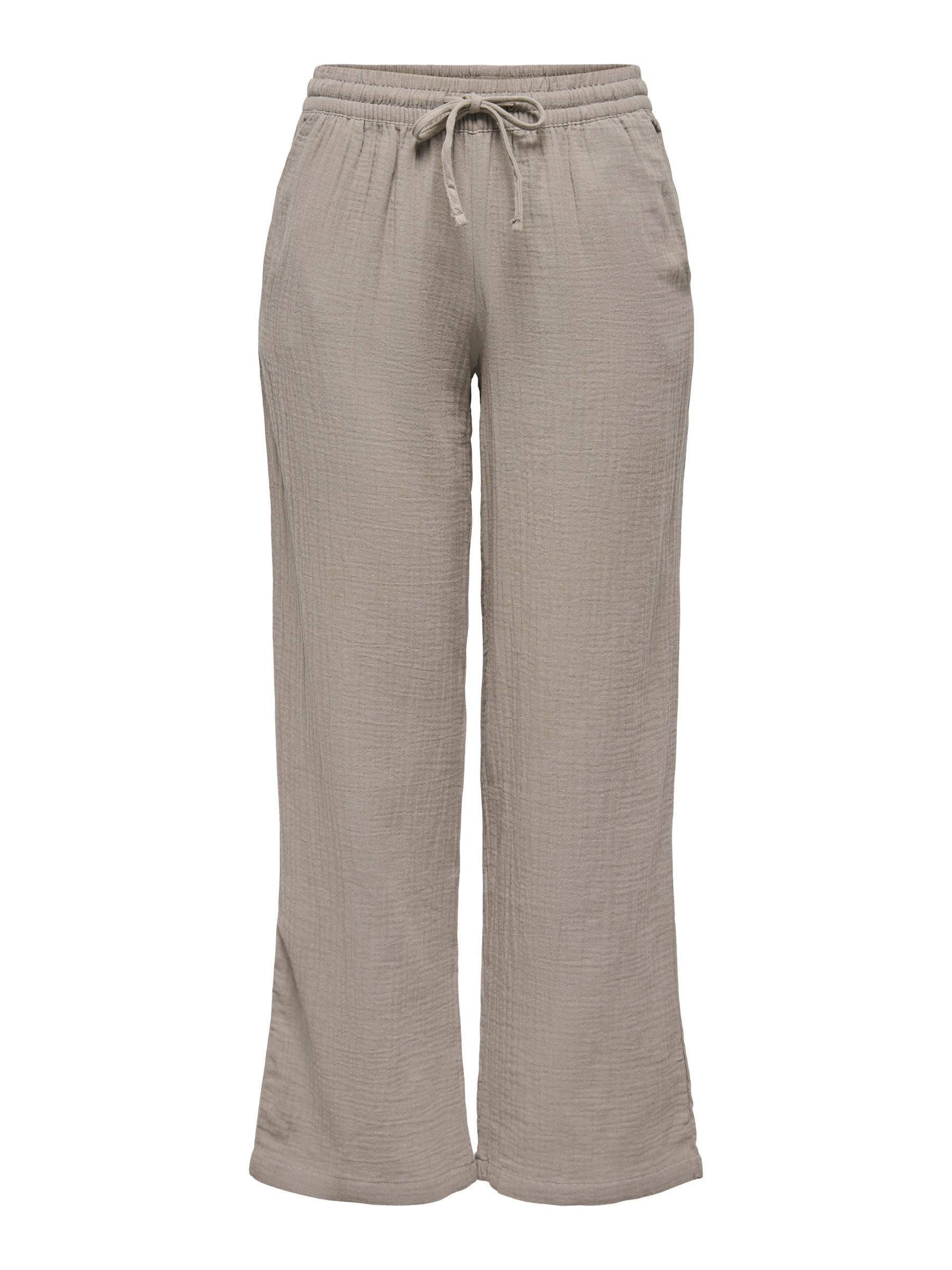 JdY Women's Jdytheis Life Pant WVN Noos Trousers with Wide Leg and high Waistband and Side Pockets, Brindle, M / 32L