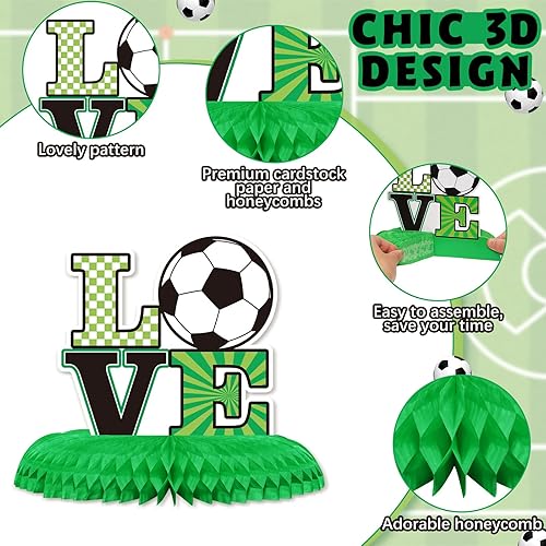 Miniatura 3 de 9 piezas de decoración de fiesta de fútbol, centros de mesa de fútbol para decoración de cumpleaños, suministros de fiesta de cumpleaños temática de