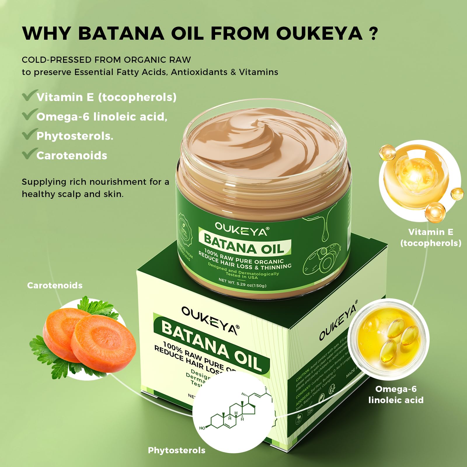 OUKEYA Raw Batana Oil Hair Mask for Hair Growth 100% Natural Organic from Honduras, Boosts Hair Thickness & Strength - Image 3