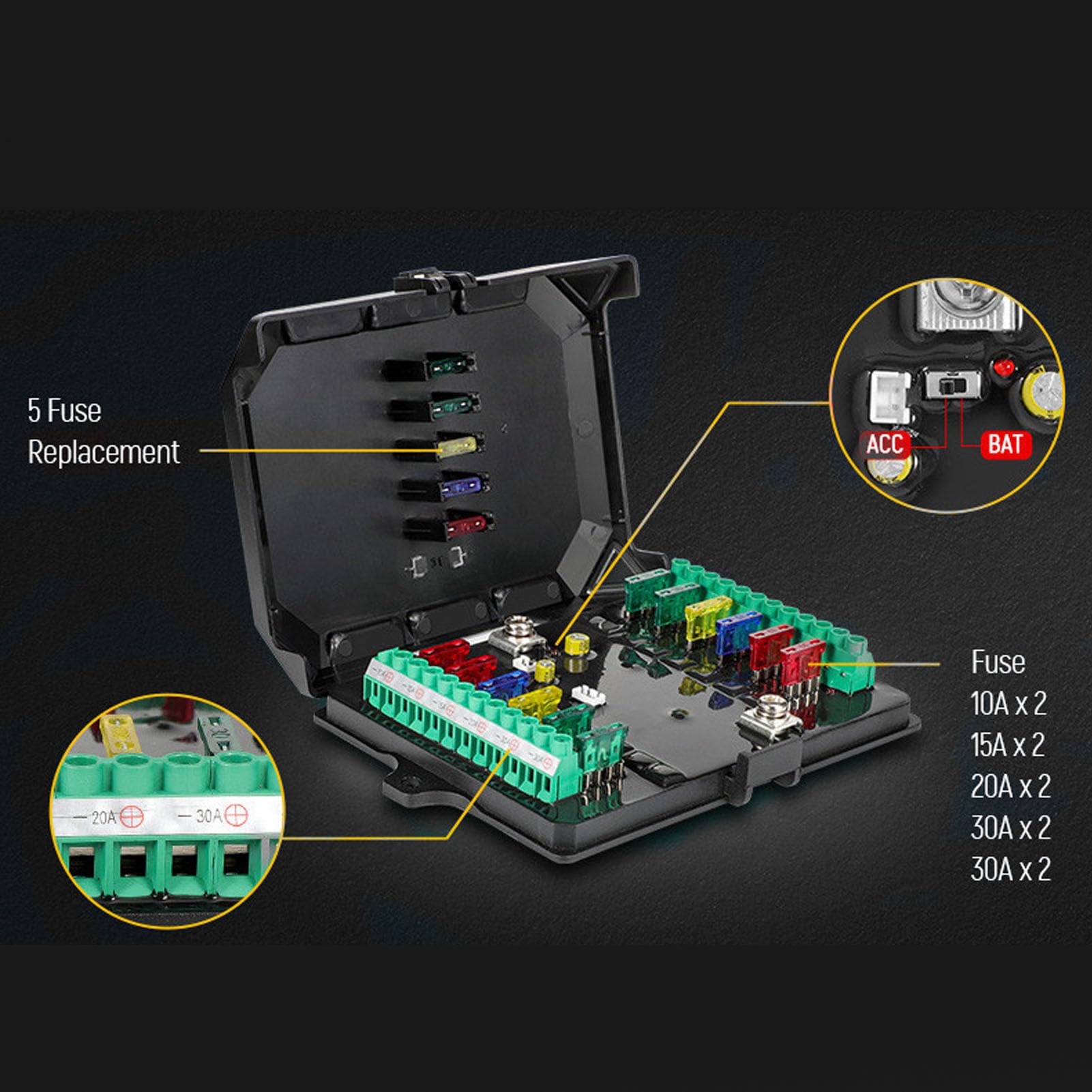 Tbest Panel Przełączników Gangowych RGB 12 12V 24V 80Amp 960W 1920W możliwość Przyciemniania Niebieskie Podświetlenie Dotykowy Panel Sterowania Skrzynka Przekaźnikowa dla RV Ciężarówka
