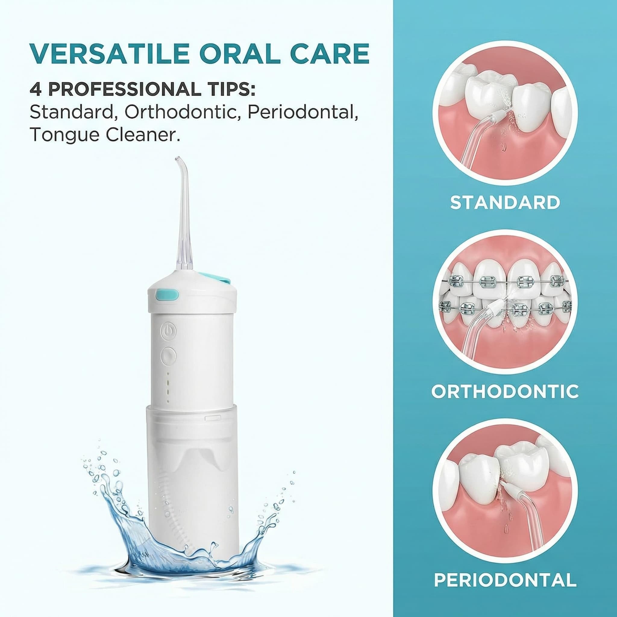 Hydropulseur de voyage sans fil, irrigateur buccal portable pour appareils