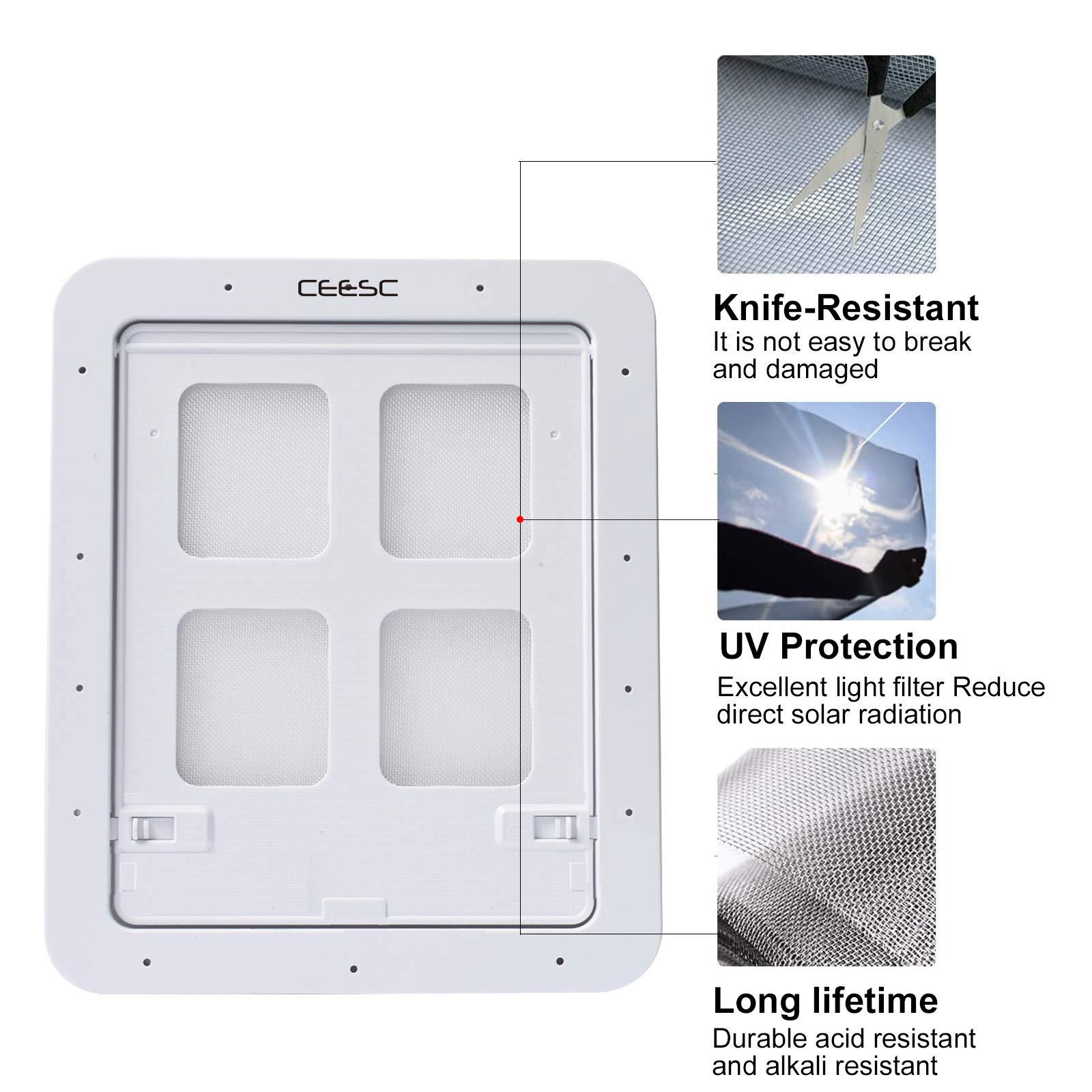 CEESC Puerta mosquitera para perros y mascotas, con cerradura (14.5 x 16.9 pulgadas, grande, blanco)