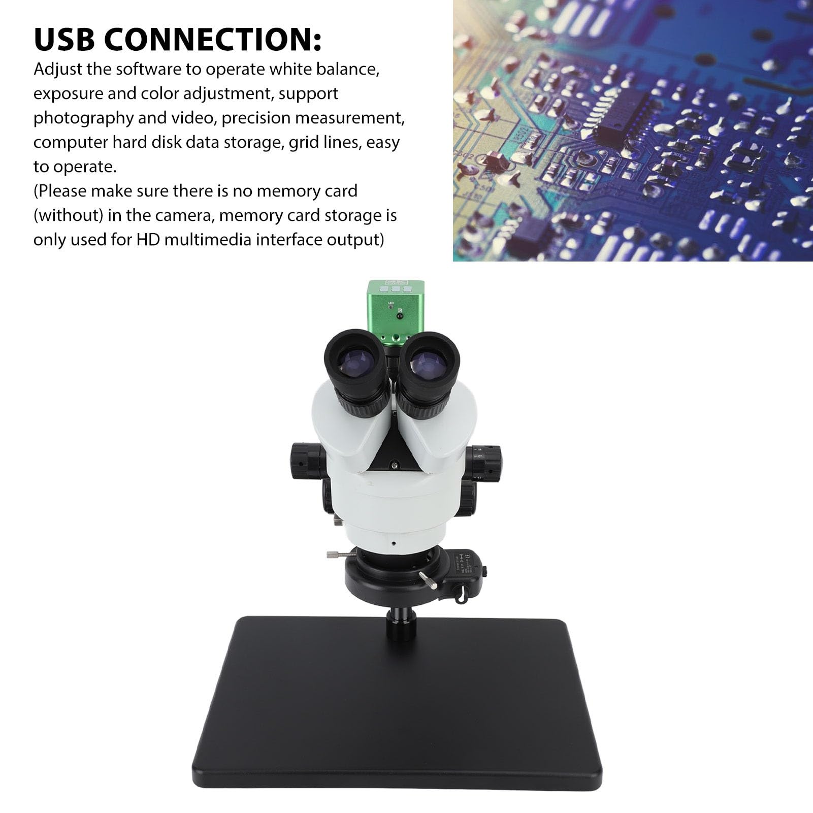 Microscopio Zoom Stereo Trinoculare, 4K 41MP 1080P USB Stereomicroscopio Trinoculare Girevole Microscopio Trinoculare con Supporto LED, Ingrandimento 7x a 45x (Spina europea)