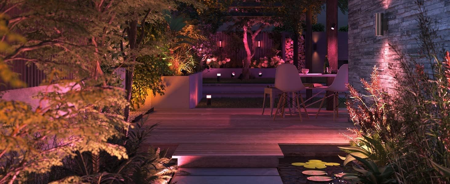 Philips Hue White & Color Ambiance Amarant Wandfluter (1.420 lm), dimmbare Gartenleuchte für das Hue Lichtsystem mit 16 Mio. Farben, smarte Lichtsteuerung über Sprache oder App, schwarz