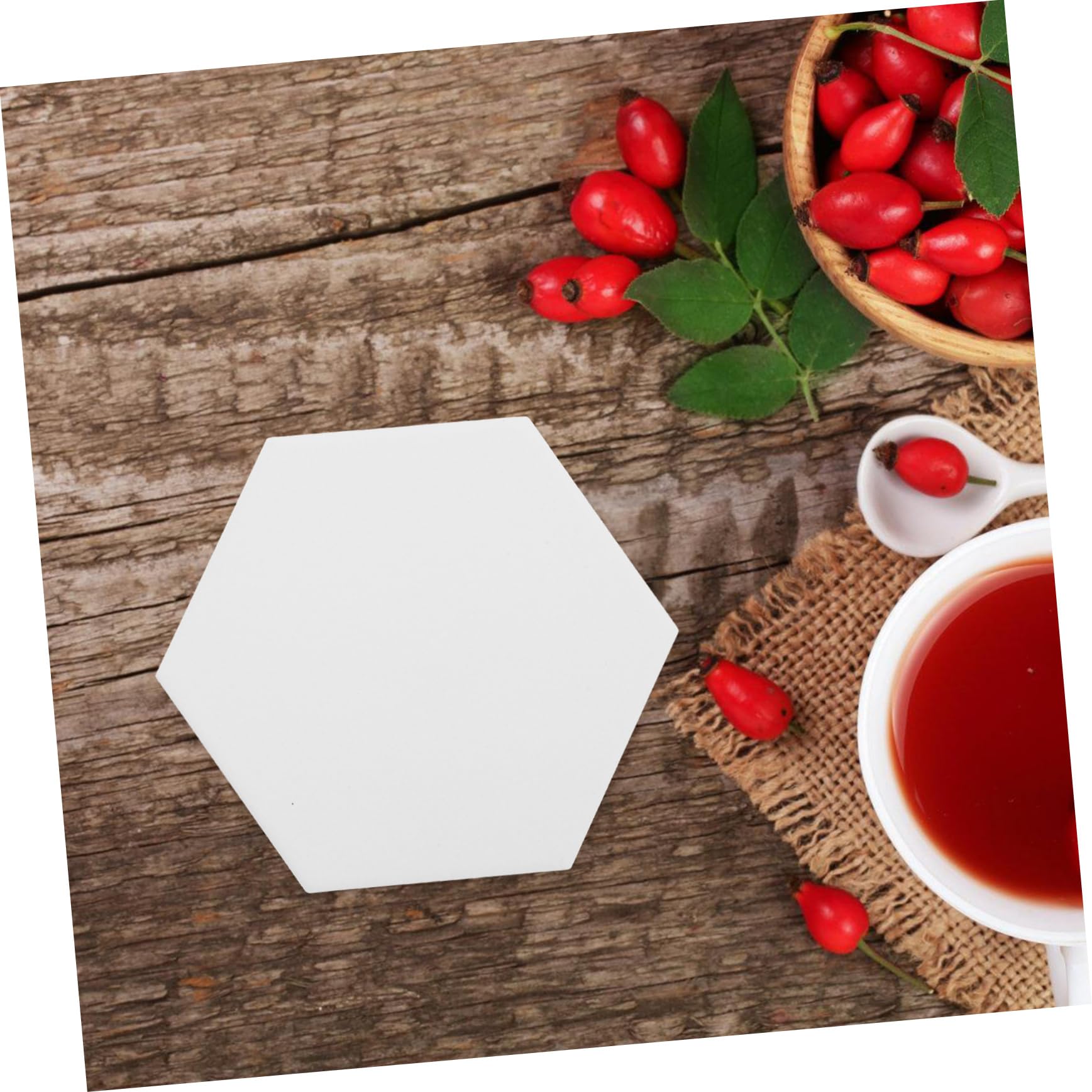 Posavasos de Cerámica para Sublimación Juego de 10 Hexagonales Blancos Mate | Antideslizantes y Resistentes al Calor, Absorbentes para Cocina y Comedor, Formato 10 Piezas, Estilo Rústico